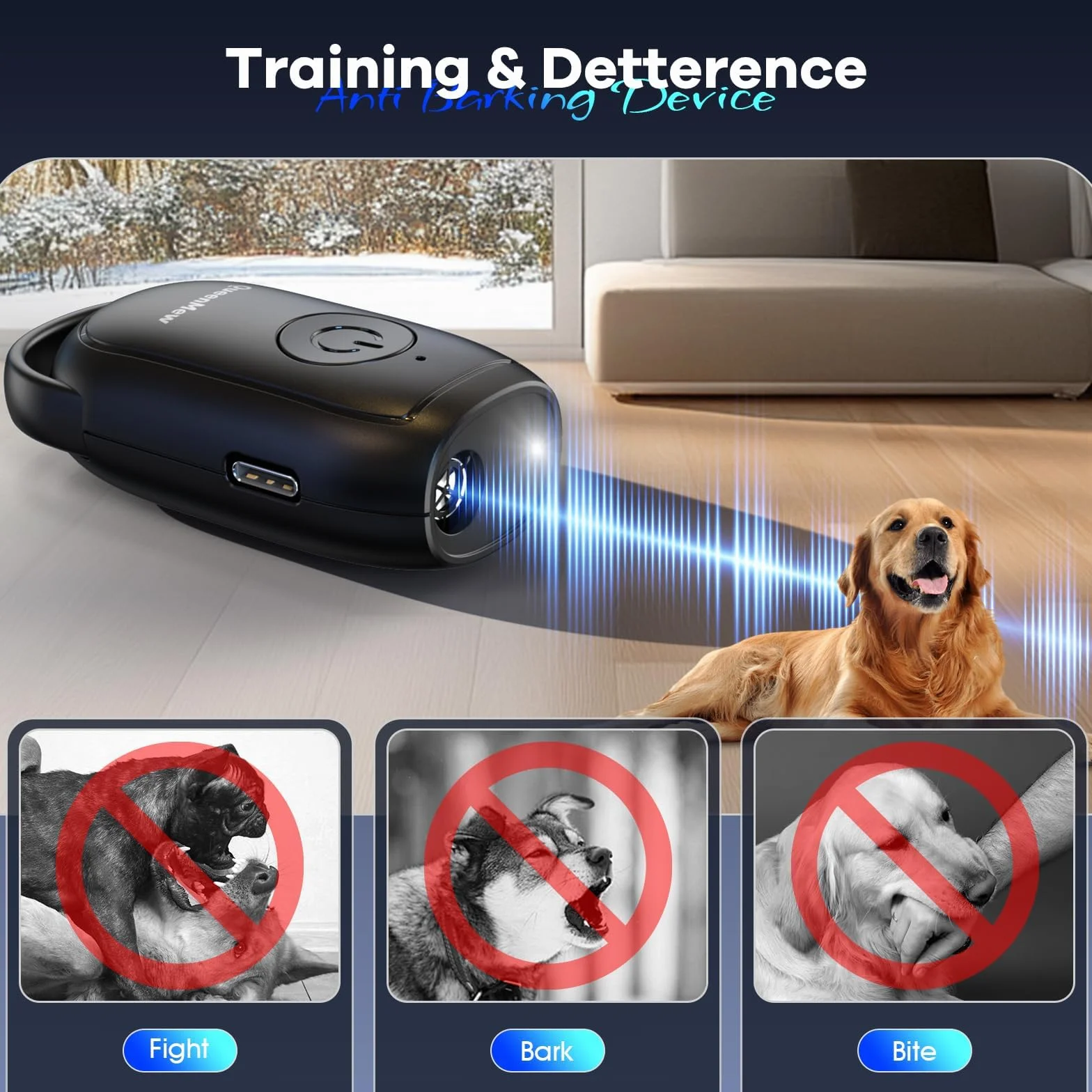Antiabbaio per Cani Ultrasuoni, Ultrasuoni per Cani Portatile, Potente Anti Abbaio per Cani con LED, Antiabbaio per Cani Ultrasuoni da Esterno, Dissuasore per Cani Ultrasuoni