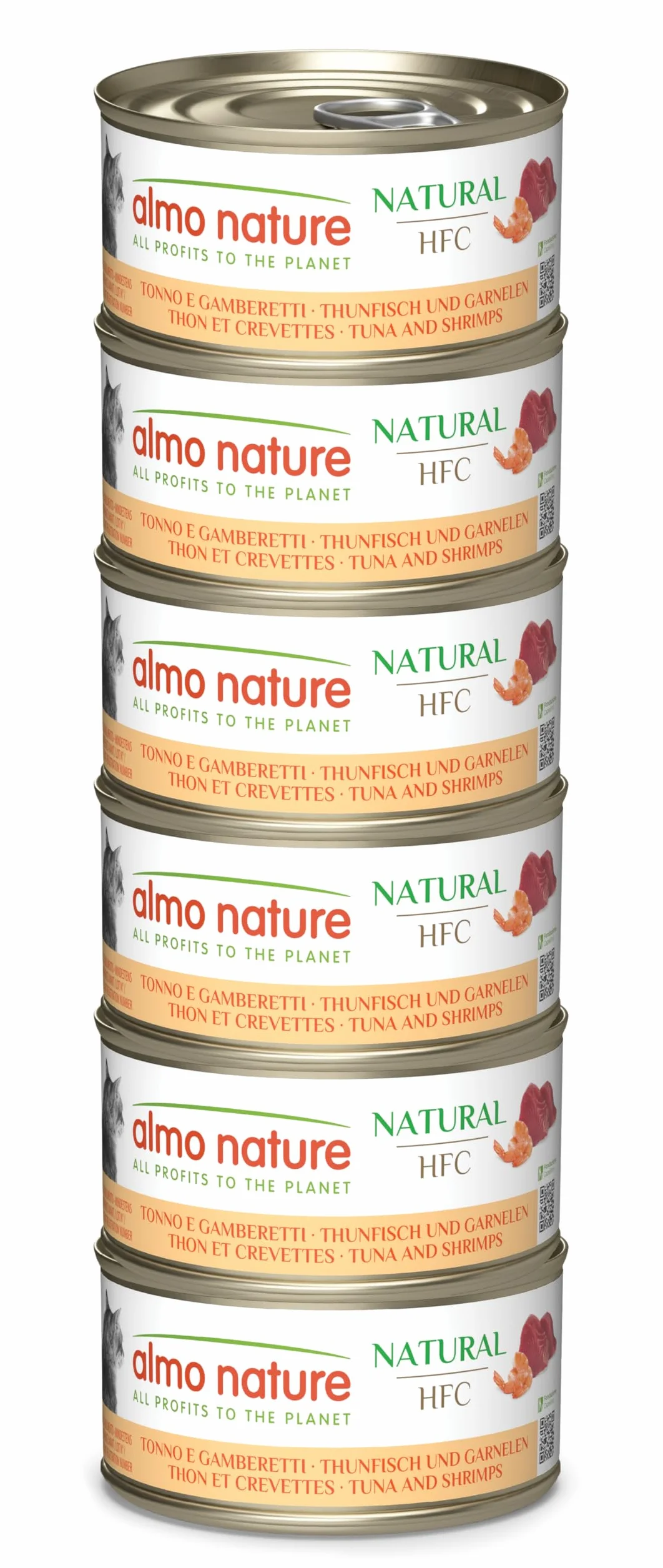 Almo Nature HFC Natural Alimento Umido per Gatti Tonno e Gamberetti 420 g (6 x 70 g)
