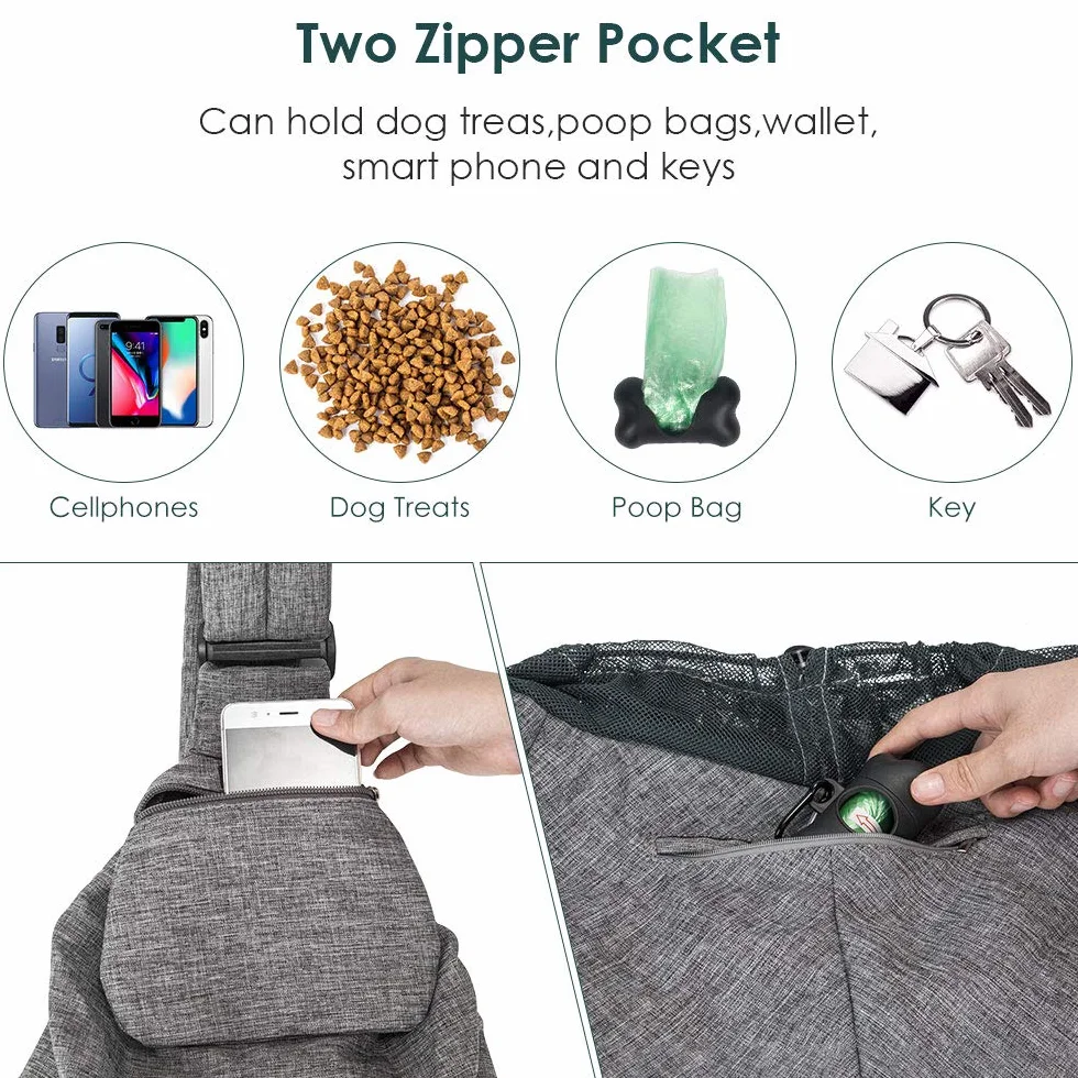 Nasjac Marsupio per Animali Domestici, Borsa da Trasporto a Mano Papoose per Cani con Tracolla Imbottita Regolabile supportata dal Fondo (Panno cationico Grigio)