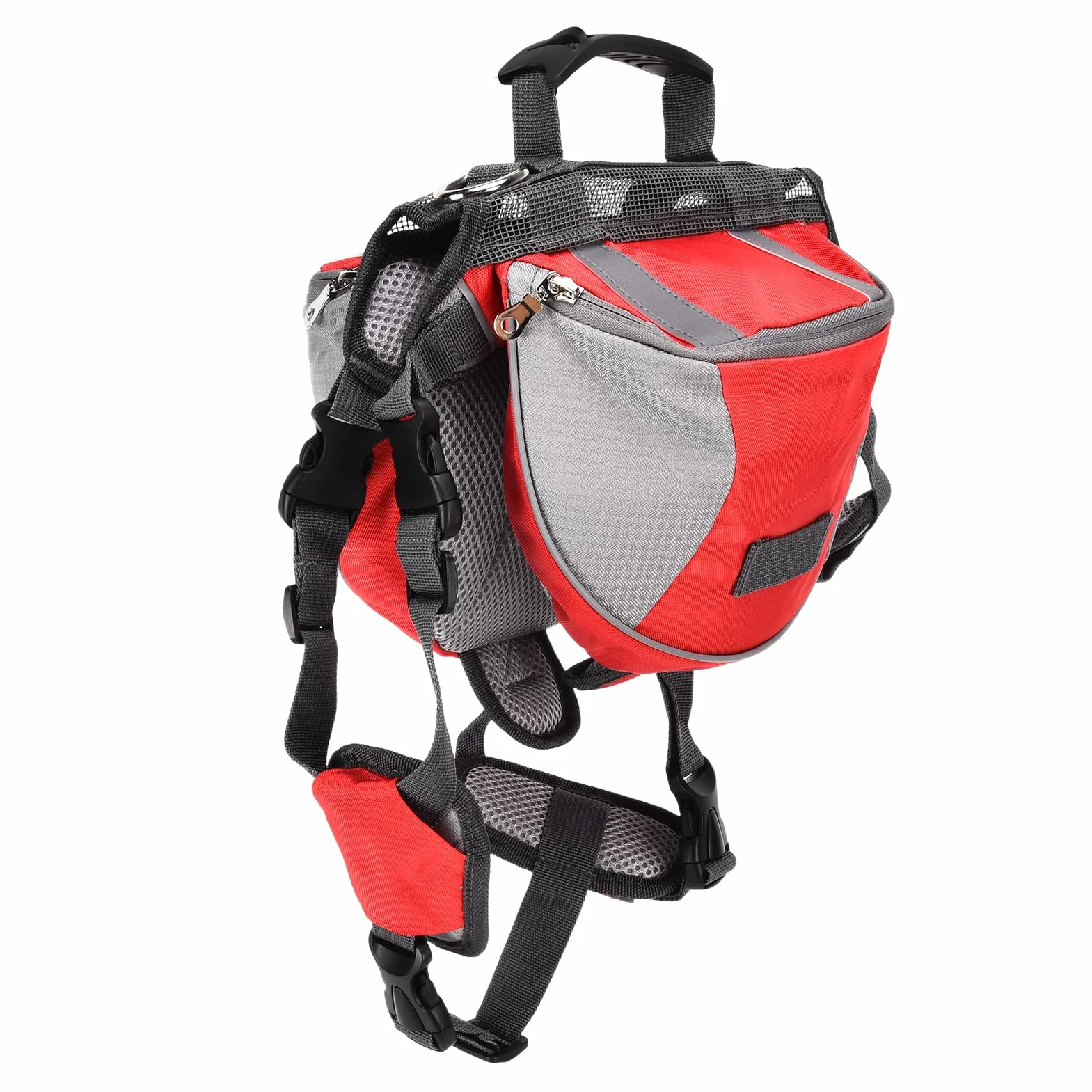 Borsa da Sella per Cani, Borsa da Sella per Cani Impermeabile a Rete Zaino per Cani di Taglia Grande per Cani di Taglia Media per Cani di Piccola Taglia(Rosso, m)