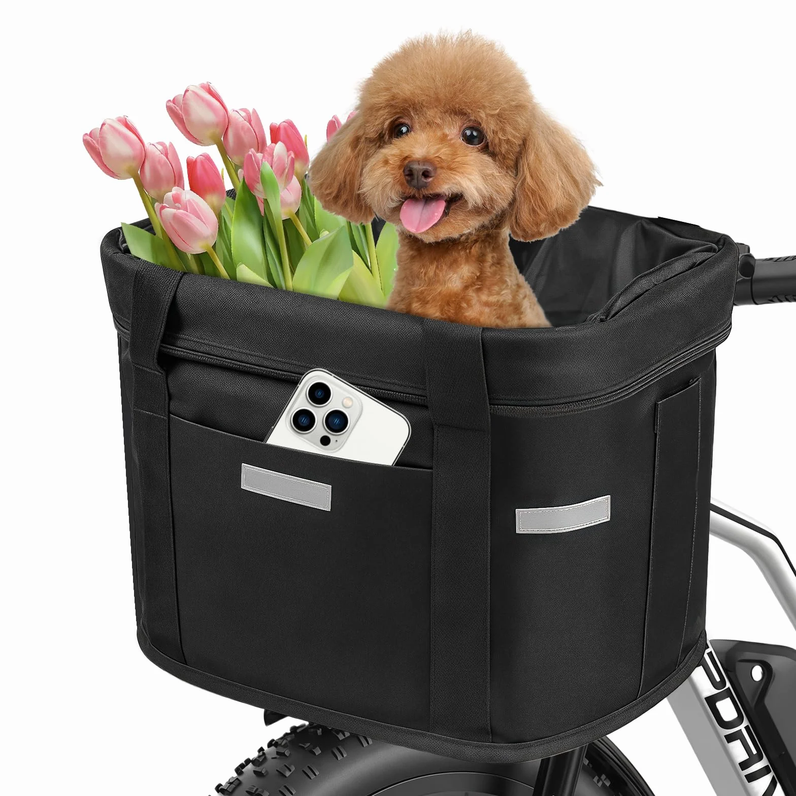 Cestino Bicicletta Anteriore, Anteriore per Bicicletta Pieghevole Borsa a Mano, Cestino per Bici Staccabile, Cestino Multiuso per Biciclette per Animali Domestici Cani Gatto Picnic Shopping