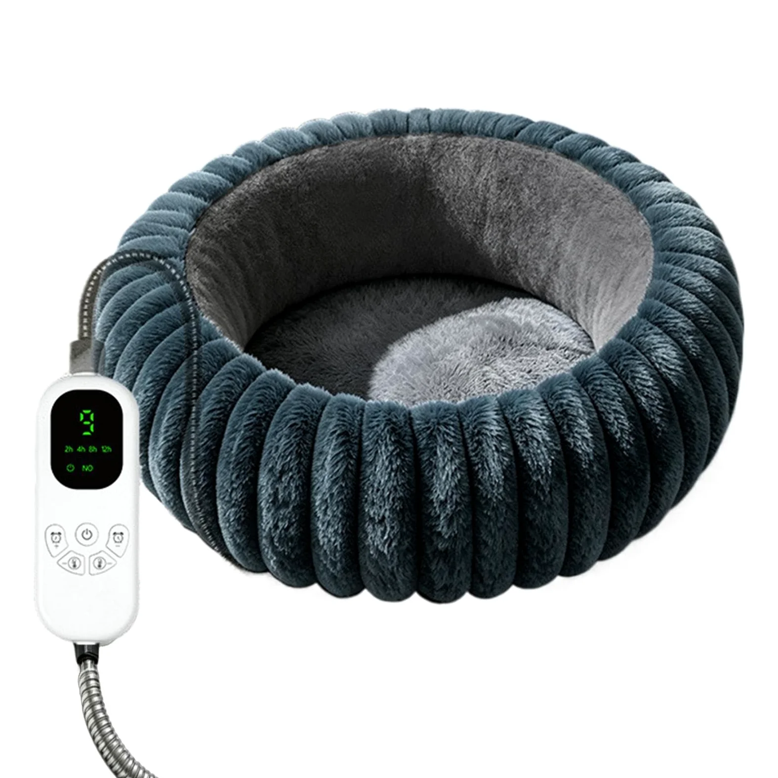 Cuccia Riscaldata Per Gatti Cuscino Rotondo in Peluche con Timer e 9 | Tappetino Riscaldante per Gatti per Angolo Casa Interno Soggiorno Camera Ufficio