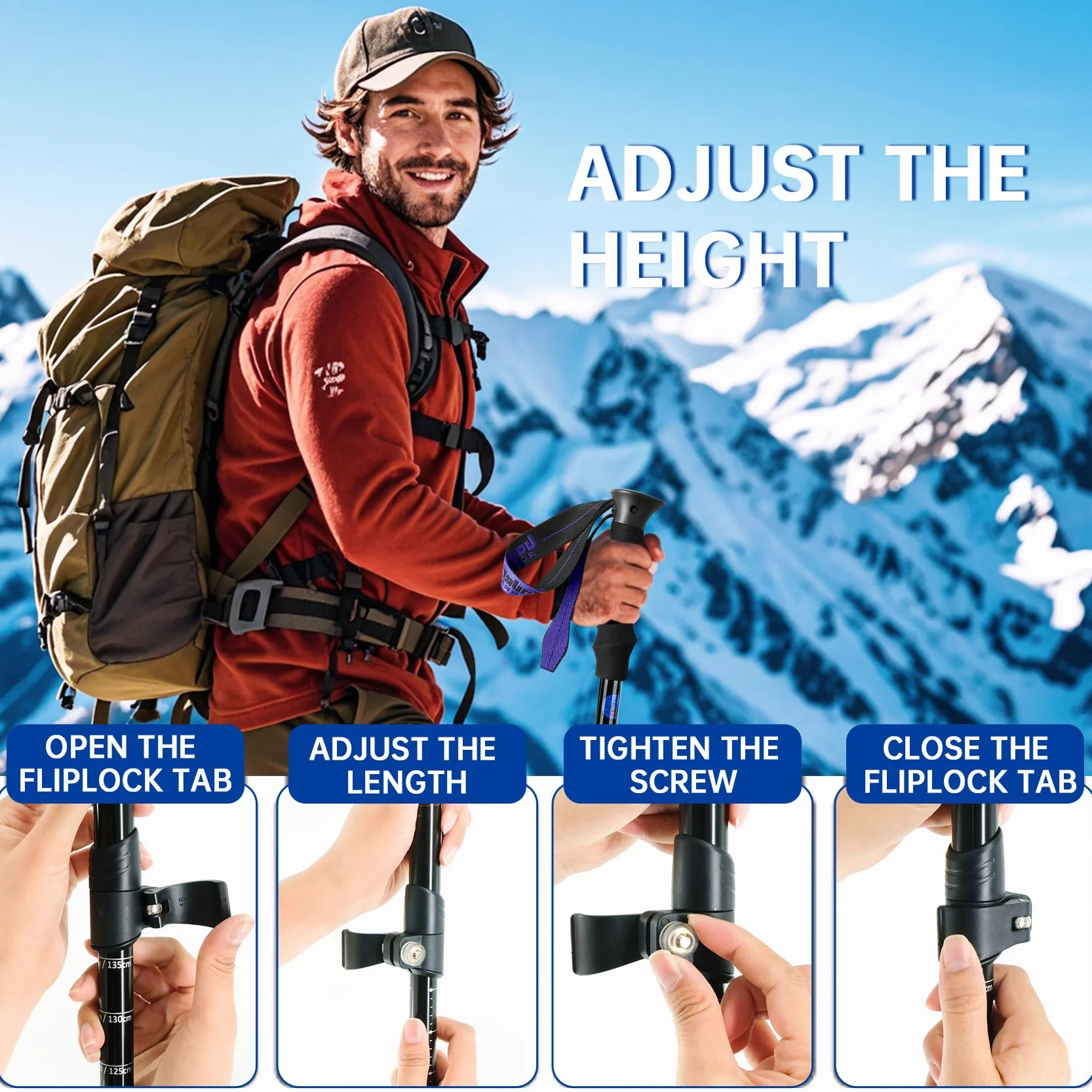 Bastoni da trekking telescopici in alluminio ultraleggeri confezione da 2