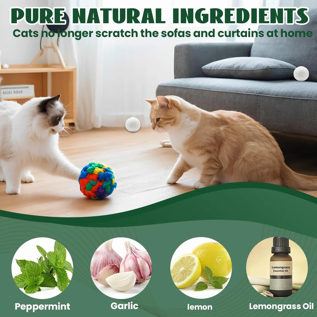 Palle Repellenti per Gatti – 12 Pezzi, Repellente Naturale con Fragranze di Menta e Citronella – Resistente alle Intemperie, Sicuro per gli Animali e Ecologico – Per Giardino, Terrazza Interno