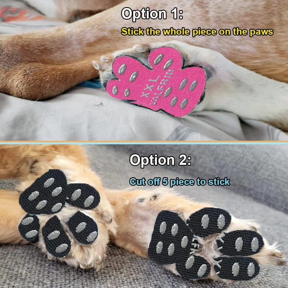 VALFRID Protezione Antiscivolo per Zampe di Cane, Autoadesivo Resistente, Nero 60 pz XL