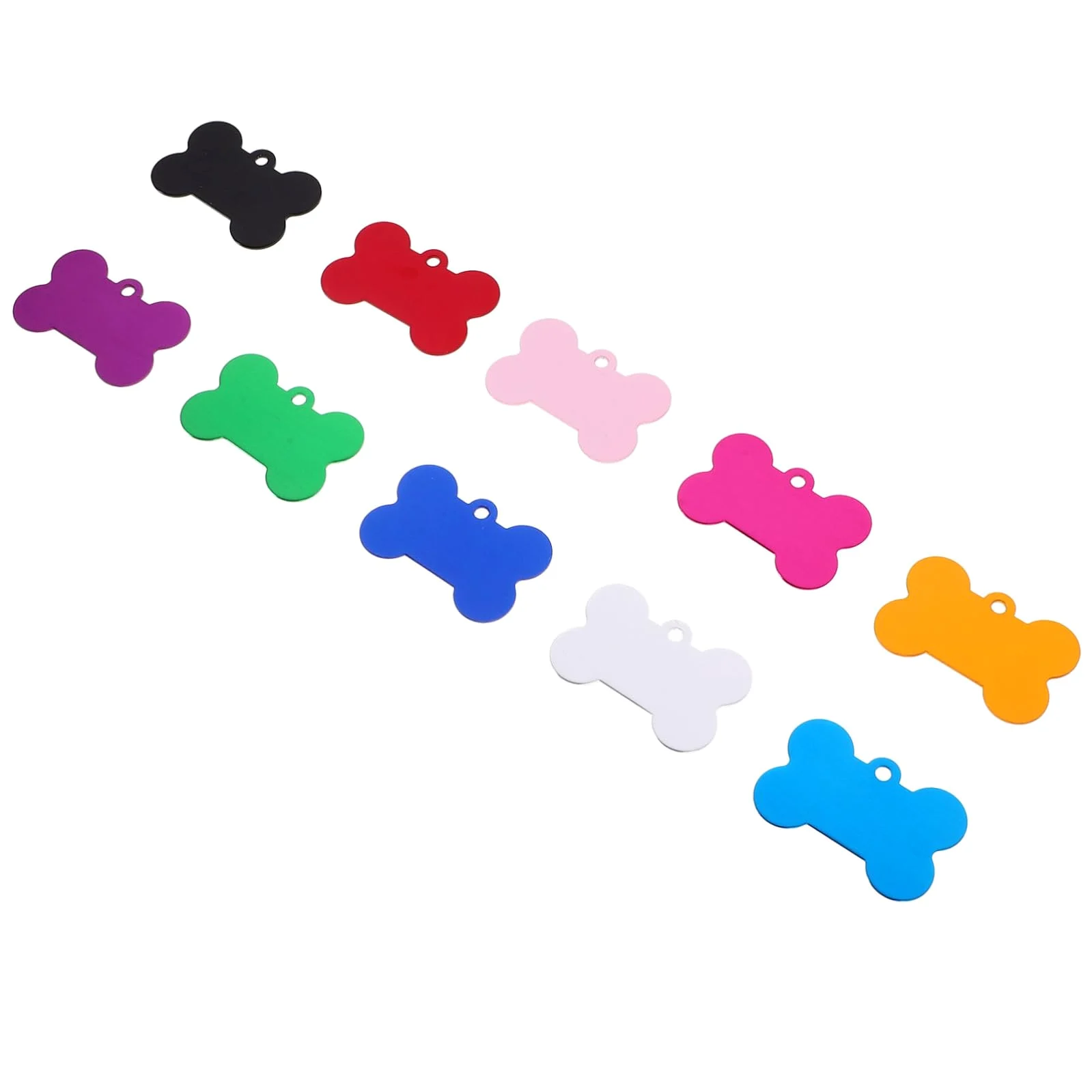 Angoily 50pezzi Targhette per Cani in Lega di Alluminio Forma di Osso Pendants per Animali Domestici Targhette Identificative Vuote per Incisione Adatte per Cani Gatti e Colore Casuale