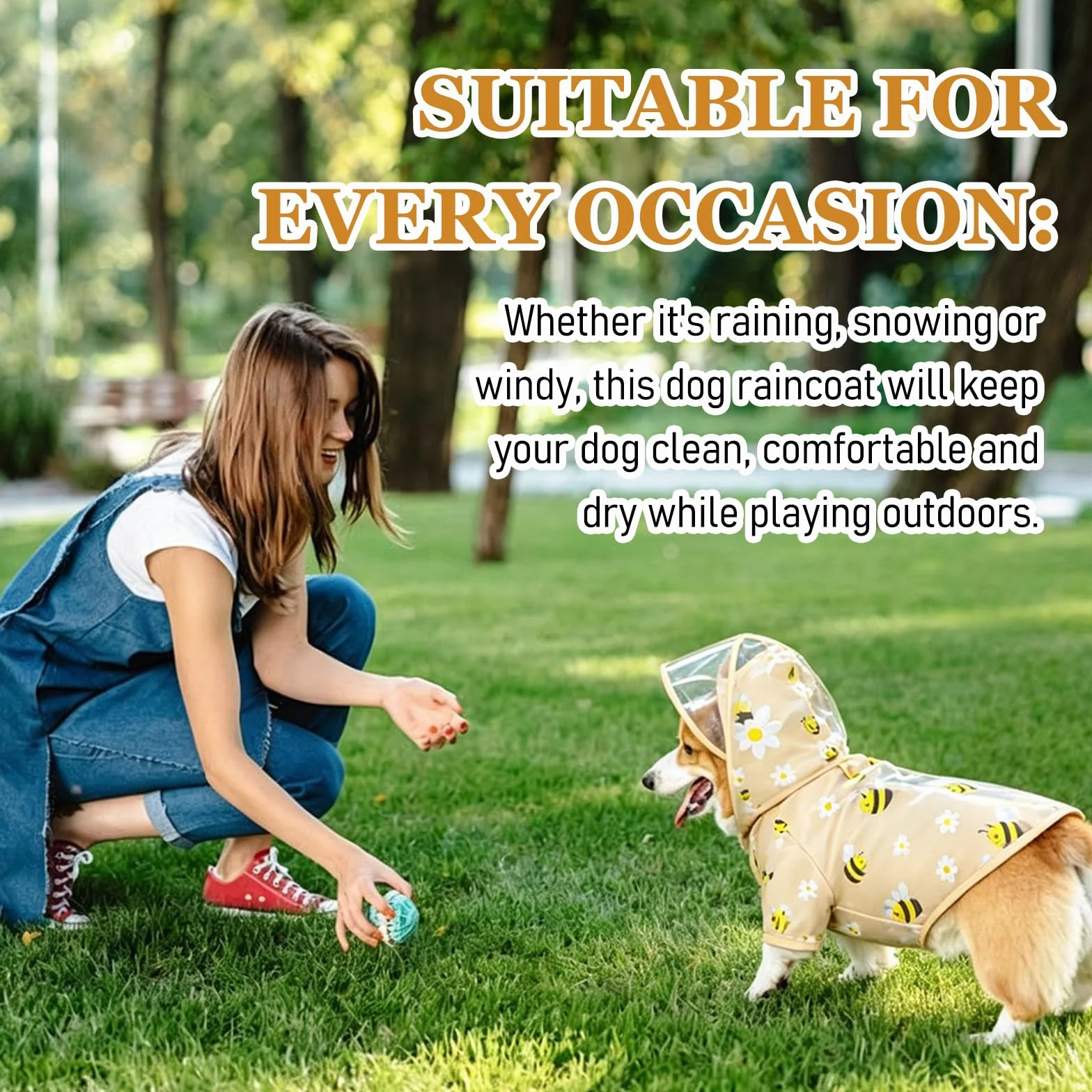Impermeabile Cane, Impermeabile per Cani Cappotto Ape Gialla, Ultraleggero Cappotto con Cappuccio, Antipioggia Ultraleggero Cane con Tessuto Premium Idrorepellente per Cani di Piccola