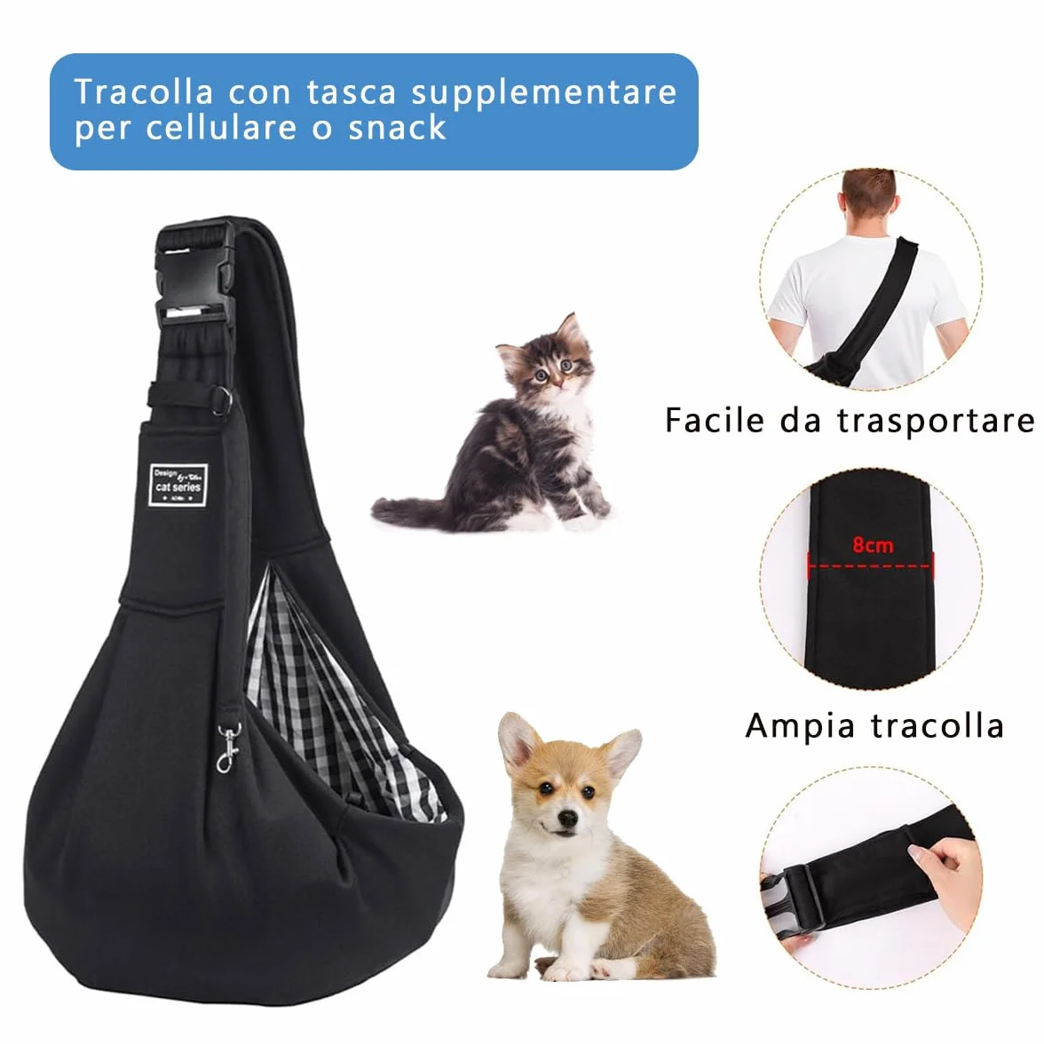 Borsa da Viaggio per Cani Trasportino Fino a 7.5 KG Blu scuro