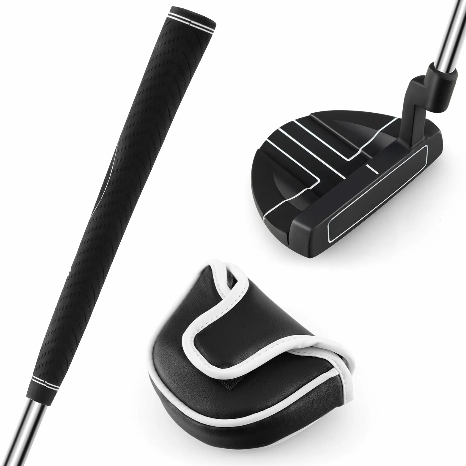 LIFEZEAL Putter da golf 89 cm, mazza da golf in metallo portatile per destrorsi, martello da putter con custodia, angolo di caduta 72°, angolo di inclinazione 3°, per bambini, adolescenti e adulti
