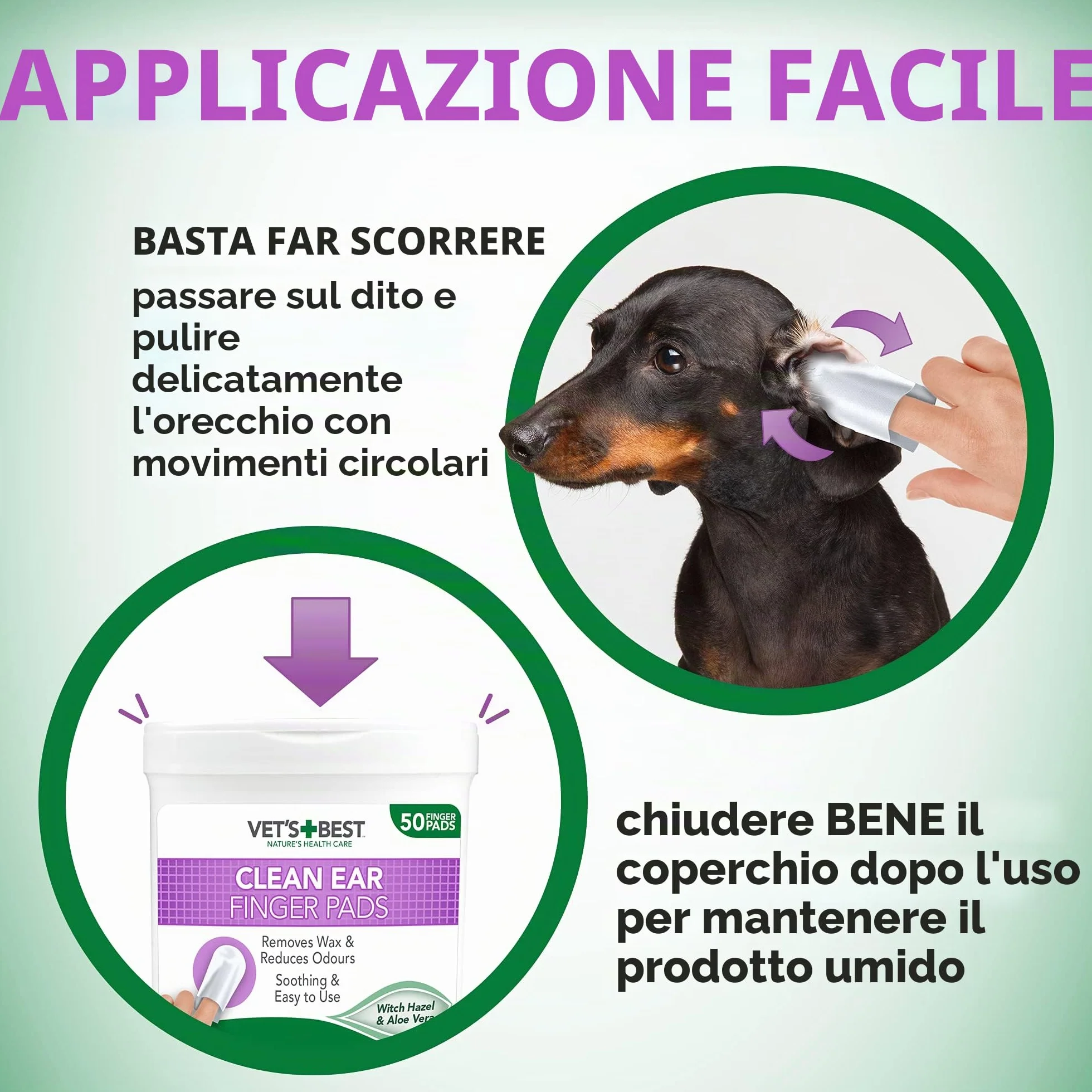 Vet's Best Salviettine Pulizia Orecchie per Cani - 50 Pezzi