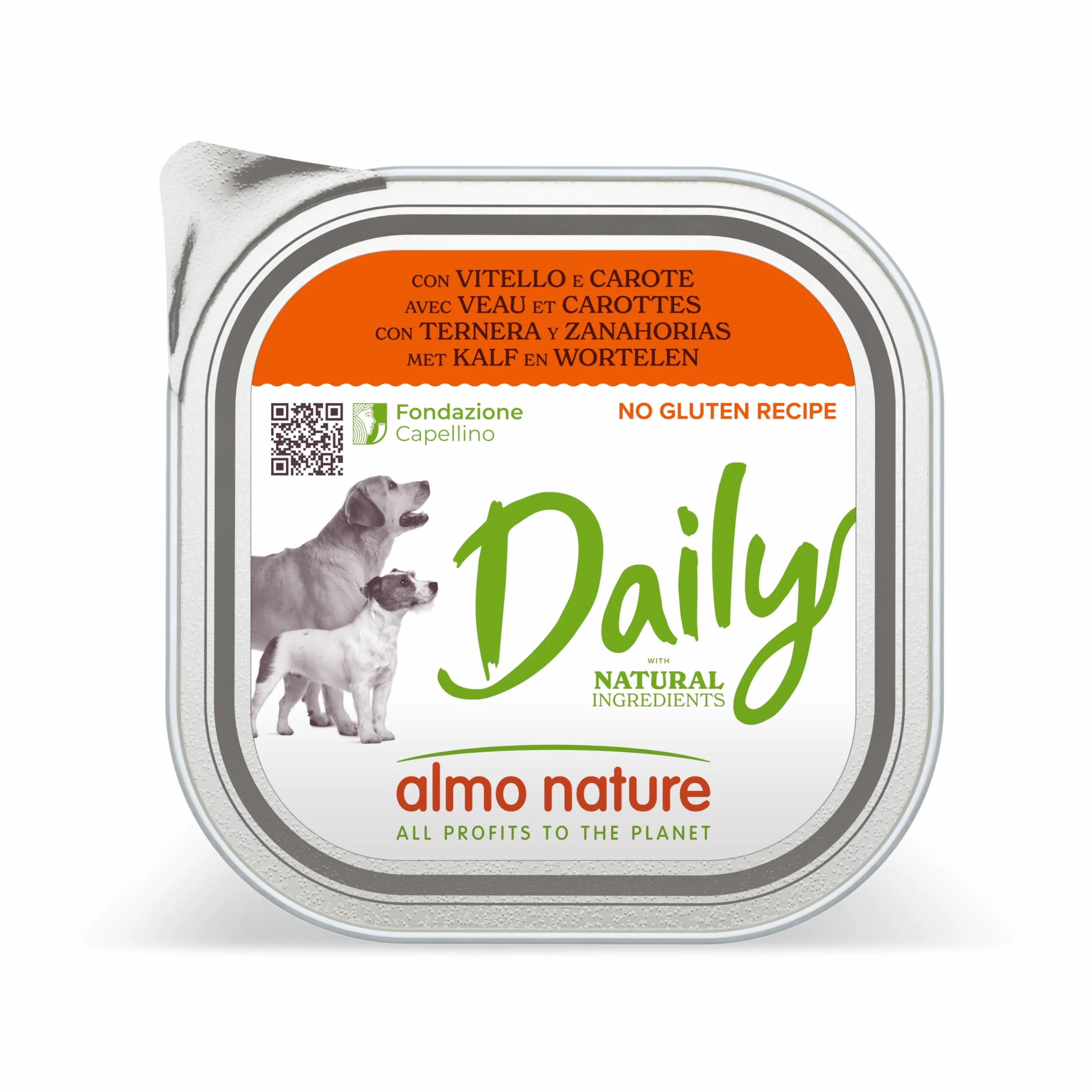 Almo Nature Daily Alimento Umido per Cani Adulti con Vitello e Carote 300g Confezione da 9