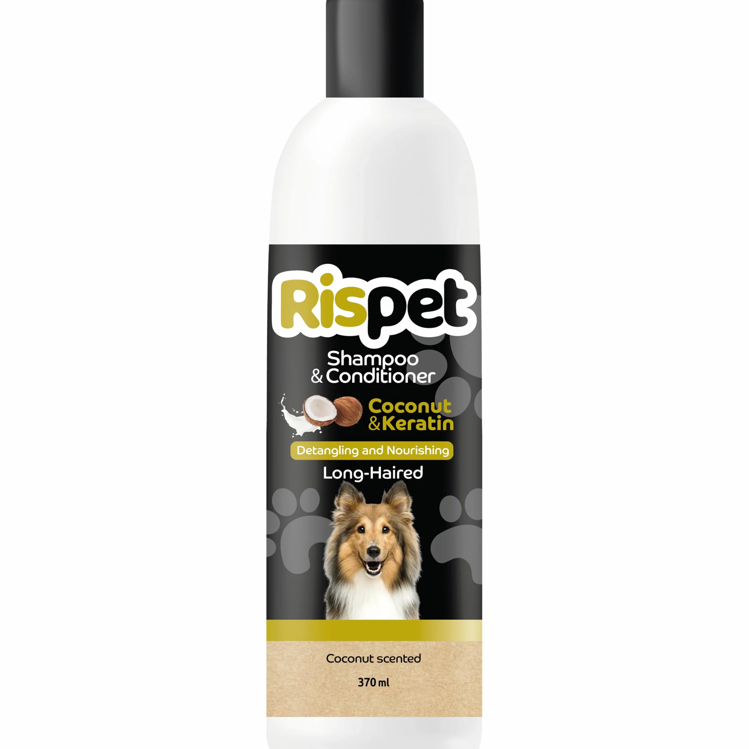 Shampoo e Balsamo Cocco e Cheratina per Cani a Pelo Lungo, Detergente Igienizzante pH Bilanciato, 370ml