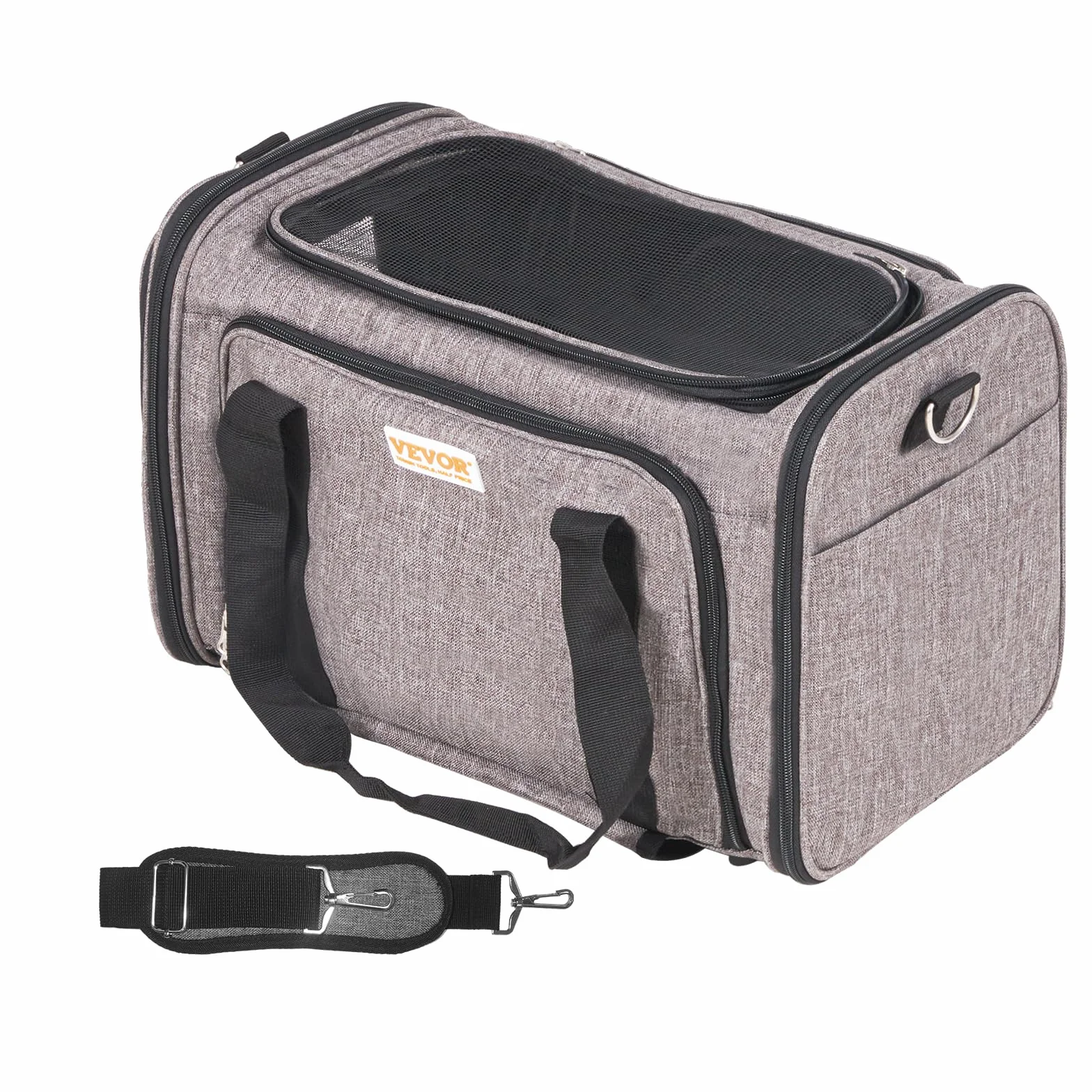 VEVOR Trasportino per Cani e Gatti Approvato dalla Compagnia Aerea, Carico Massimo 11,3 kg Borsa per Animali Domestici con Maniglia Telescopica con Ruote, Tessuto Oxford 600D, Cerniera Autobloccante