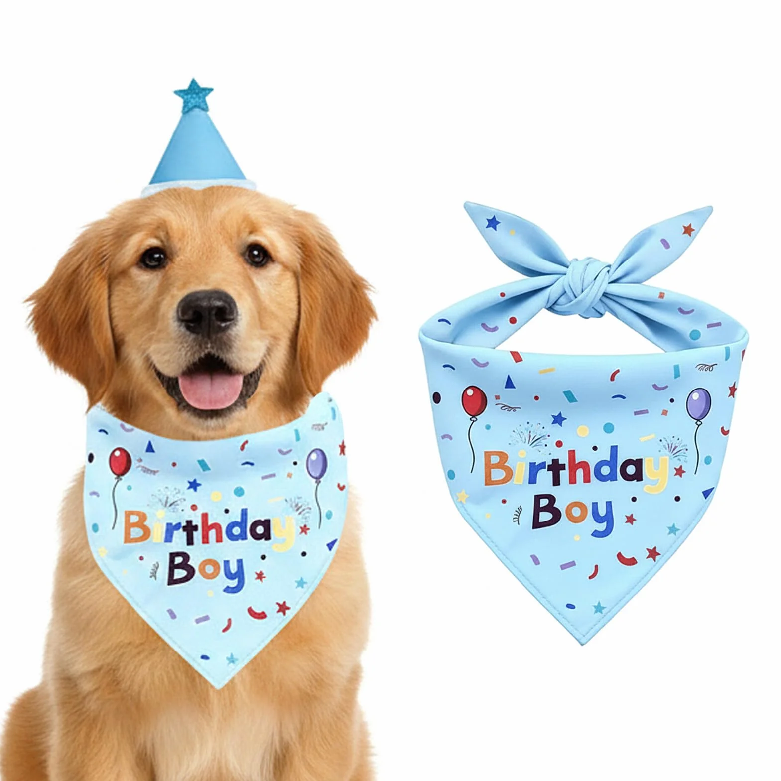 1 Set Decorazioni per Compleanno Cane, Bandana Cane, Sciarpa e Cappellino da Festa per Cani, Bavaglino per Cani per Compleanno, Accessori per Cappello di Compleannos (blu)
