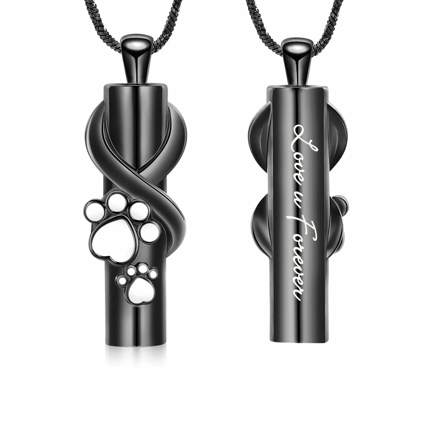 Urna collana per cenere per cane/gatto animali domestici zampa pressione cilindro ciondolo cenere gioielli ricordo animale domestico urna gioielli cremazione gioielli gioielli