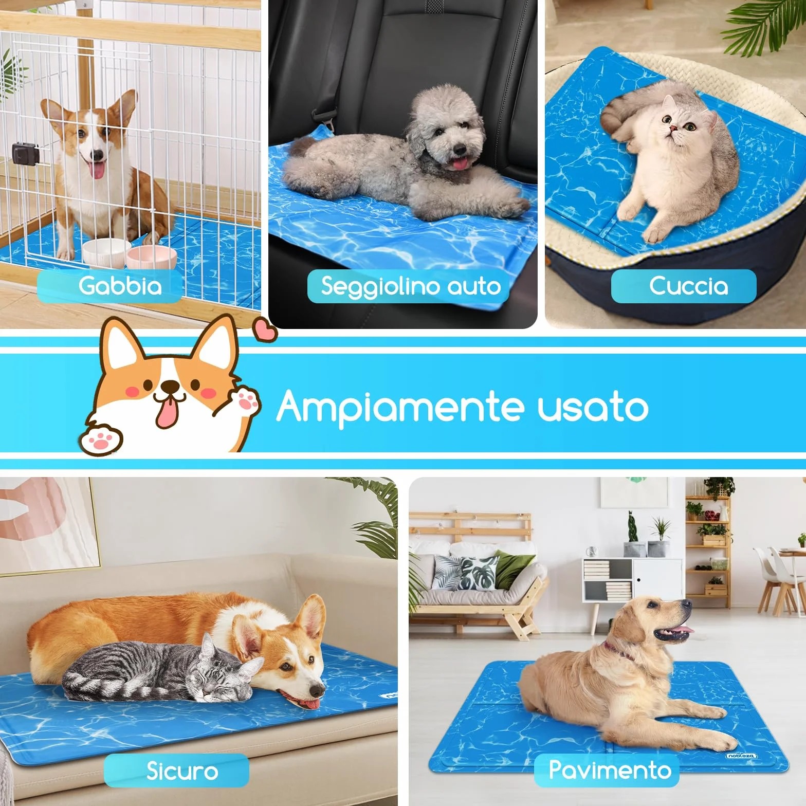 Nobleza Tappetino Refrigerante in Gel per Cani 65x50 cm M