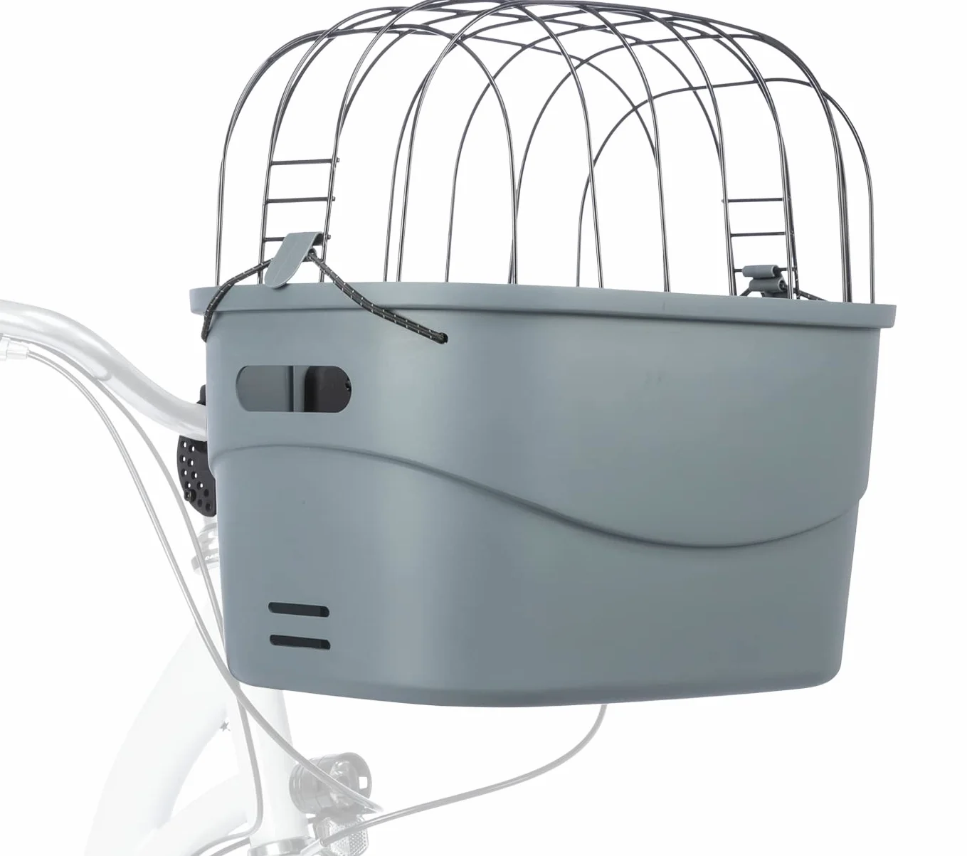 TRIXIE 13096 - Cestino per cani anteriore fino a 5 kg 42 × 39 × 30 cm - Cestino per bicicletta per il manubrio - in plastica e griglia con fissaggio rapido