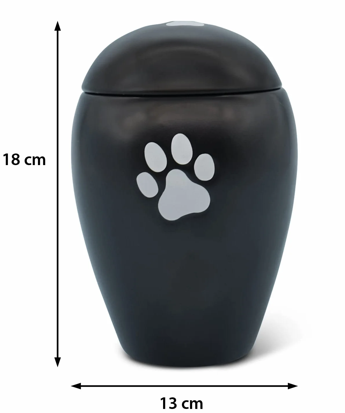 FeinKnick Urna devozionale da 1 litro, per gatto o cane, per interni ed esterni, realizzata a mano, in ceramica di alta qualità, con zampa argentata, resistente alle intemperie e per cenere