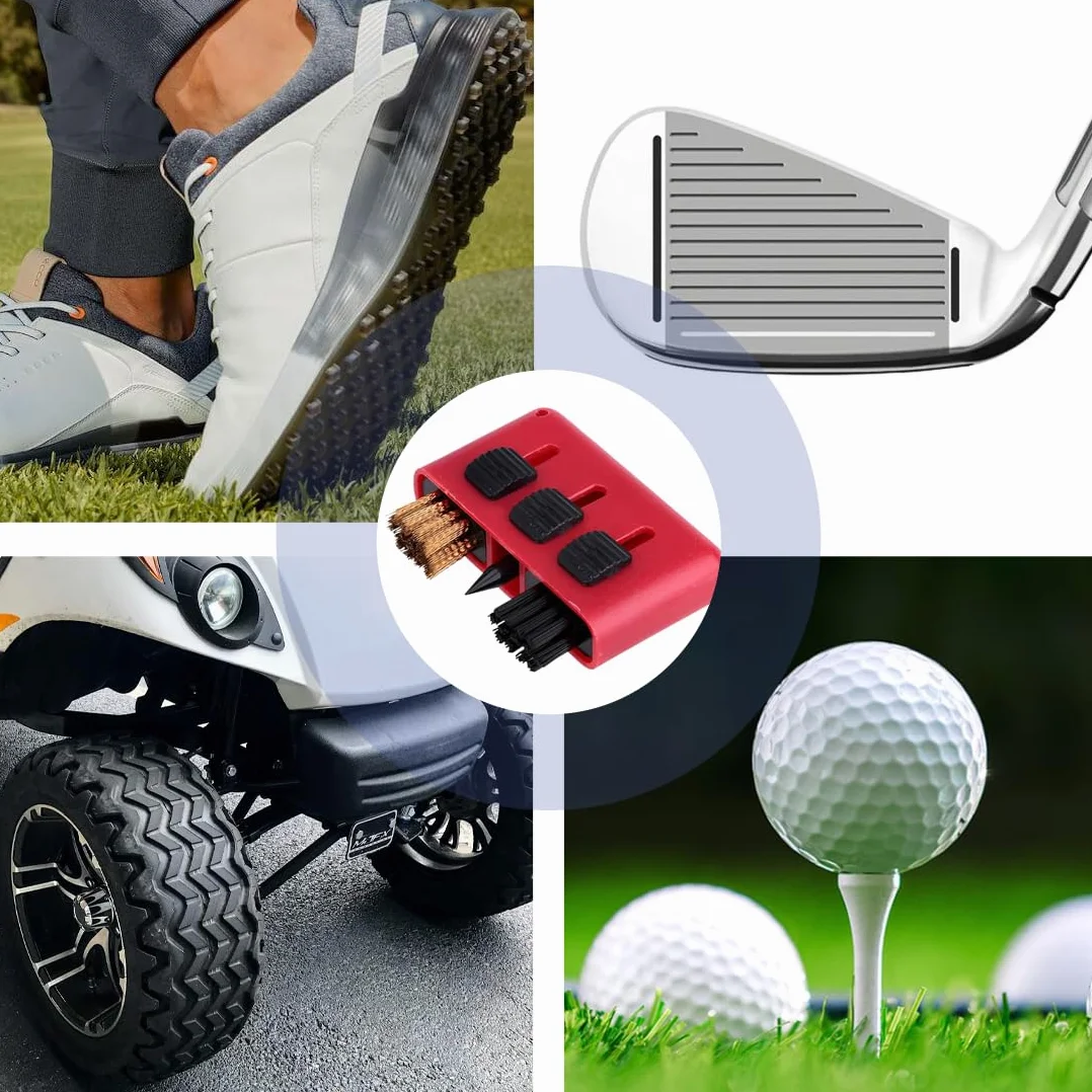 IKOPFLN 3 in 1 spazzola per mazze da golf kit pulizia scanalature e scarpe con portachiavi