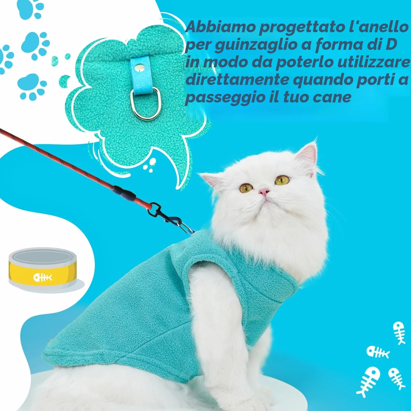 Maglioncino per Cani e Gatti di Piccola Taglia in Pile, Giacca Invernale Caldo e Morbido (aqua+green, L)