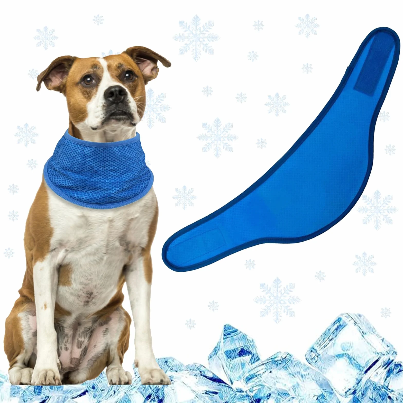 Raffreddamento Collare per Cani, Collari per Cani di Raffreddamento, Bandana Cane, Traspirante Sciarpa per il Ghiaccio per Caniper Animali Domestici in Estate per Attività all'Aperto, Blu, L