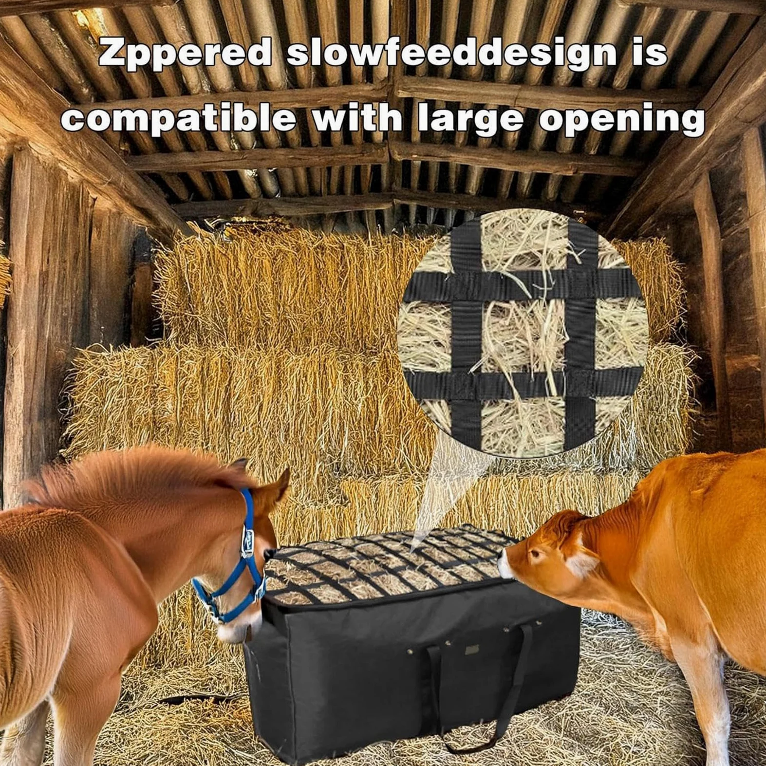 Borse per Fieno per 112x46x56 cm Migliora la Digestione Distributore | Palloncini di Fieno per Capre per Cavalli Capre Pecore Alpacas Animali Scuria Esterna
