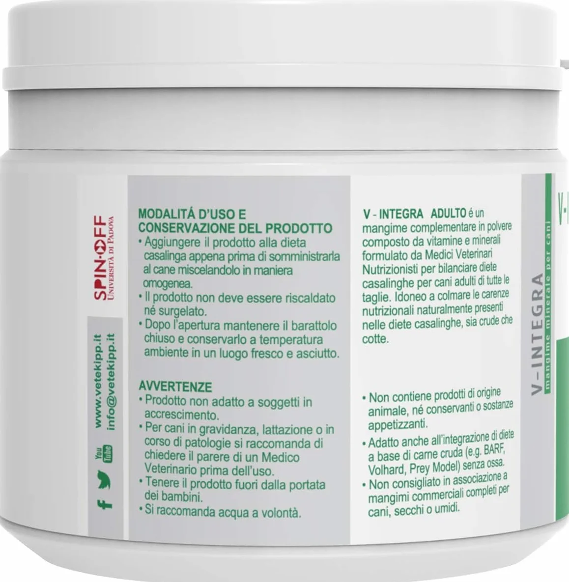 V-INTEGRA Cane Adulto 500g Integratore Completo Ricco di Vitamine e Minerali per Dieta Casalinga e BARF