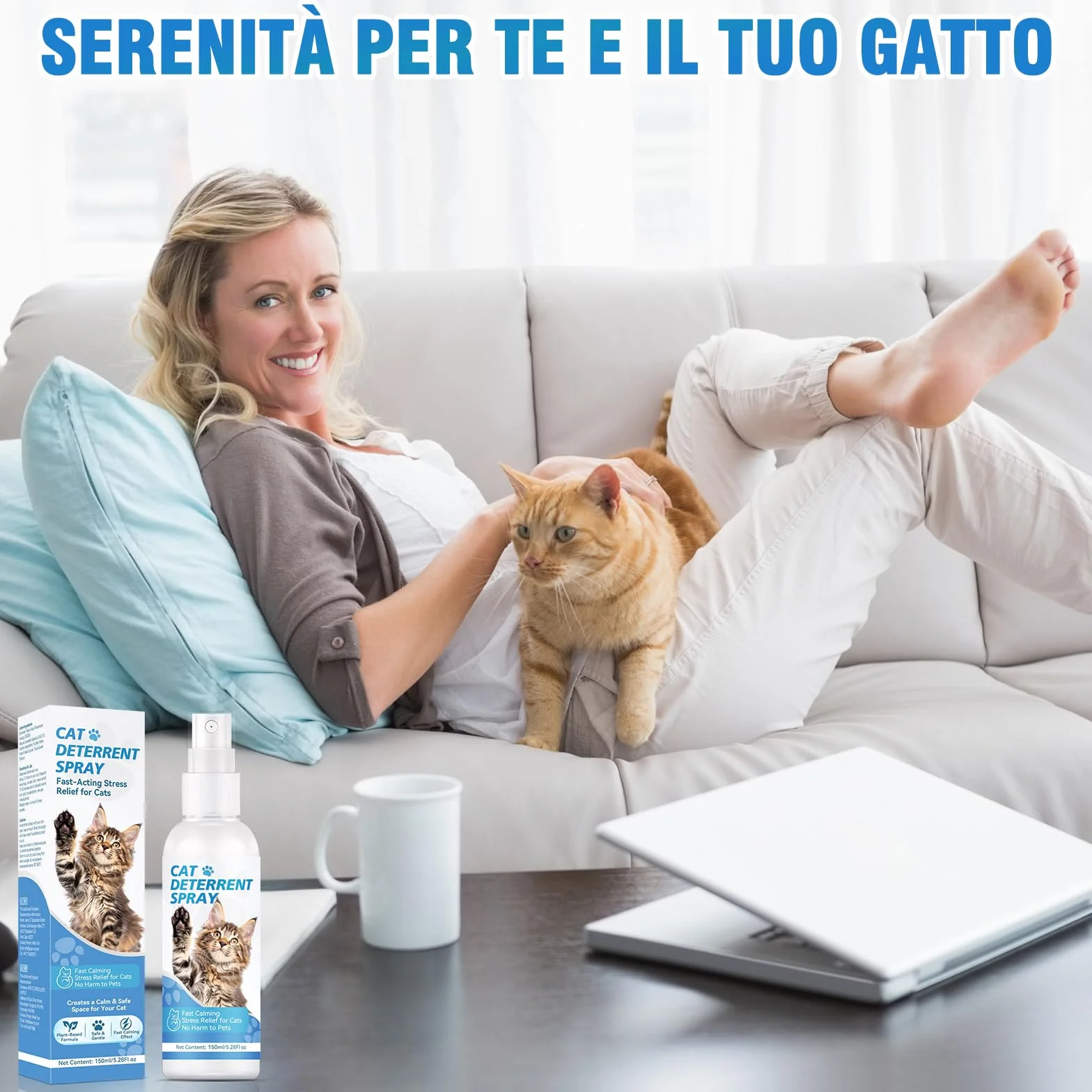 Spray Repellente per Gatti – Repellente per Gatti & Dissuasore per Gatti Naturale – Efficace Disabituante Gatti per Interni ed Esterni – Spray che Allontana Gatti e Protegge Mobili, Giardino e Divani