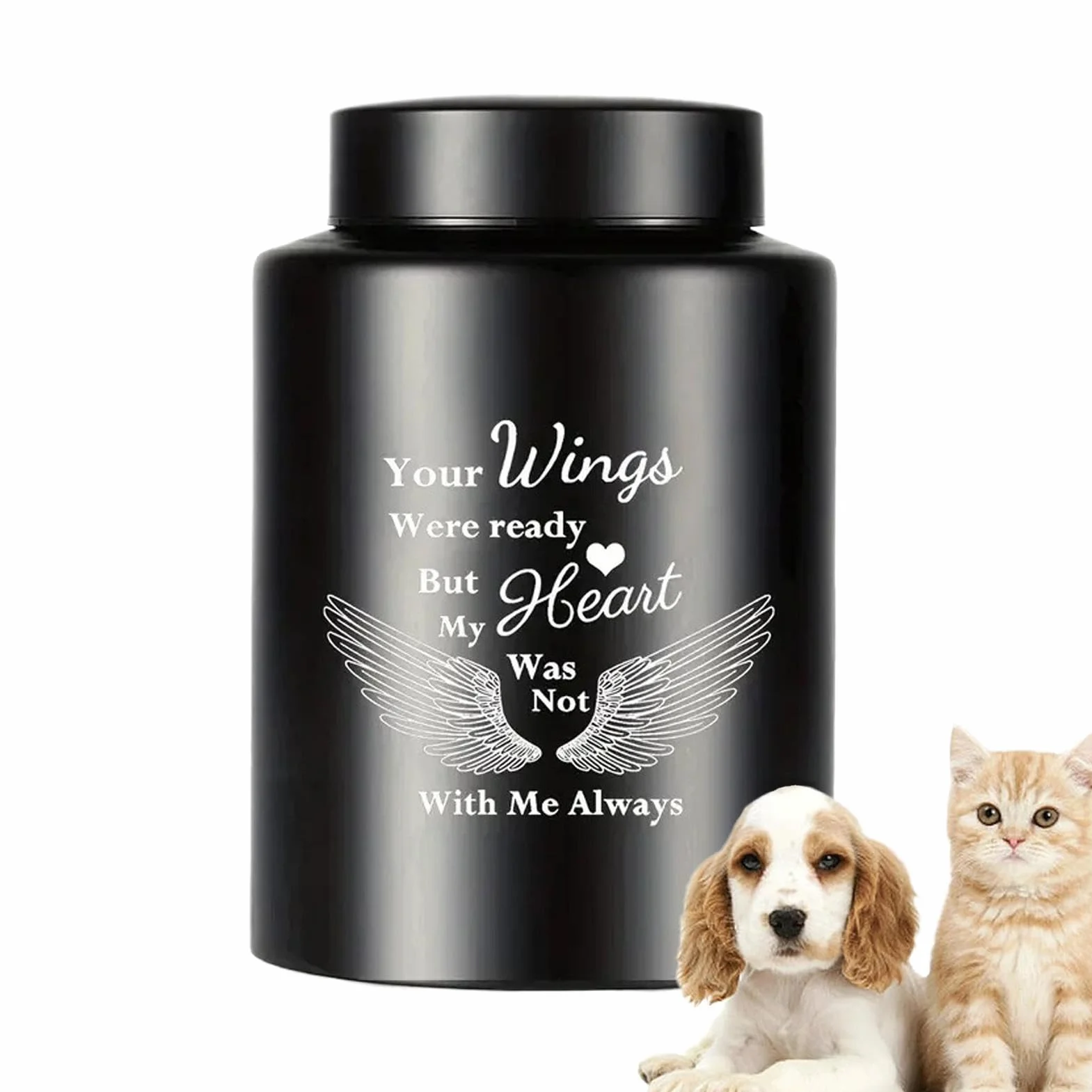 Urne per ceneri di cane,Urna funeraria per ceneri di animali domestici - Acciaio inossidabile con ala d'angelo - Souvenir commemorativo per animali domestici - Mostra in casa o sepoltura esterna