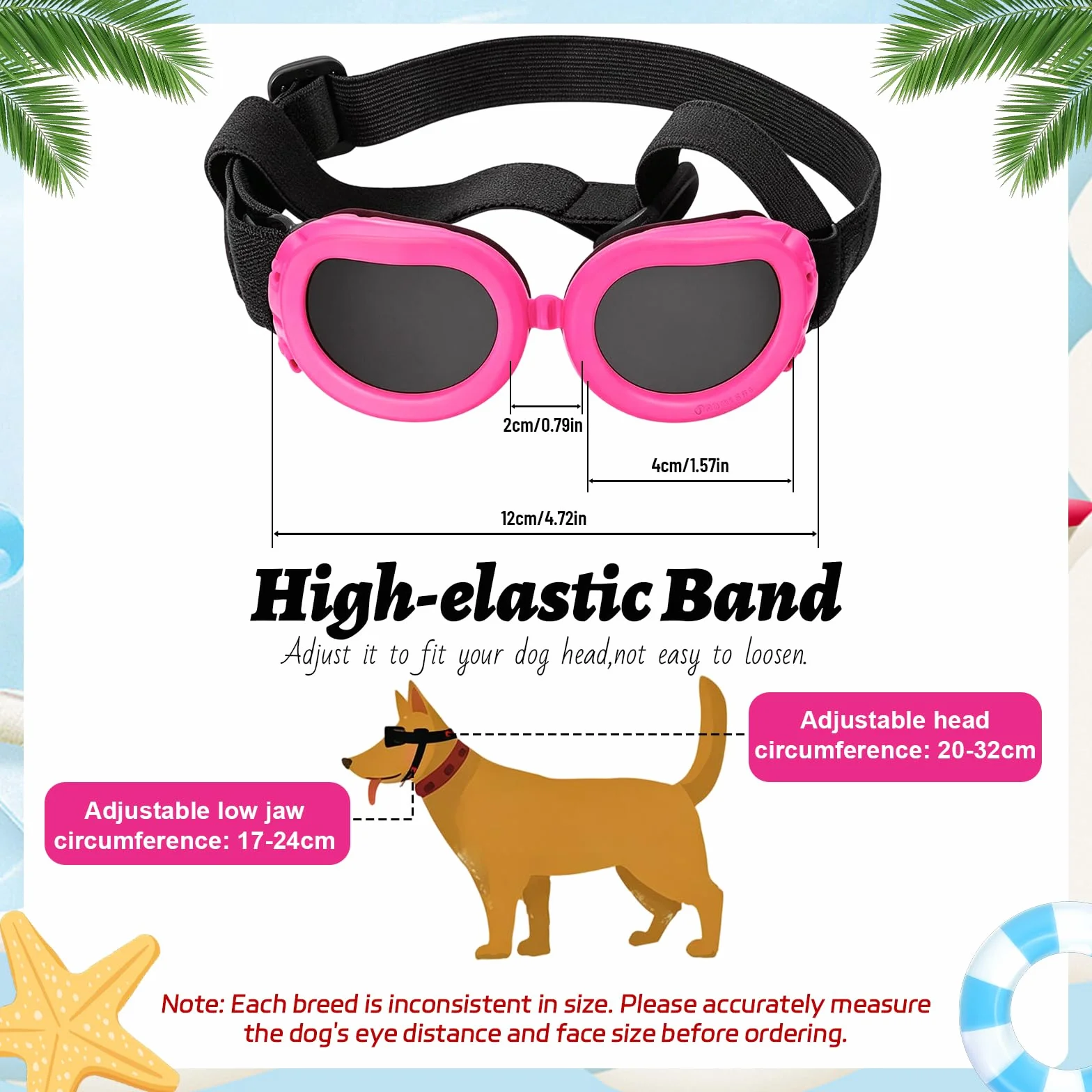 Occhiali da Sole per Cani Piccola Protezione UV Impermeabili Antivento Antiappannamento Rosa