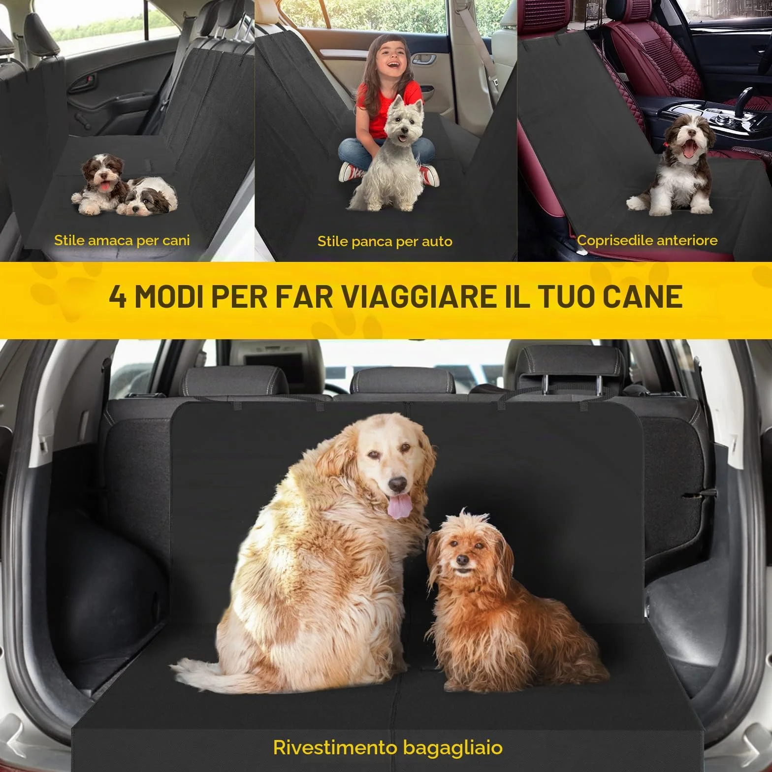 Nobleza - Coprisedile per cani, coperta per cani 147 * 145 cm, protezione del sedile, resistente all'acqua, spesso e durevole per SUV, camion, trasporti e viaggi, colore nero