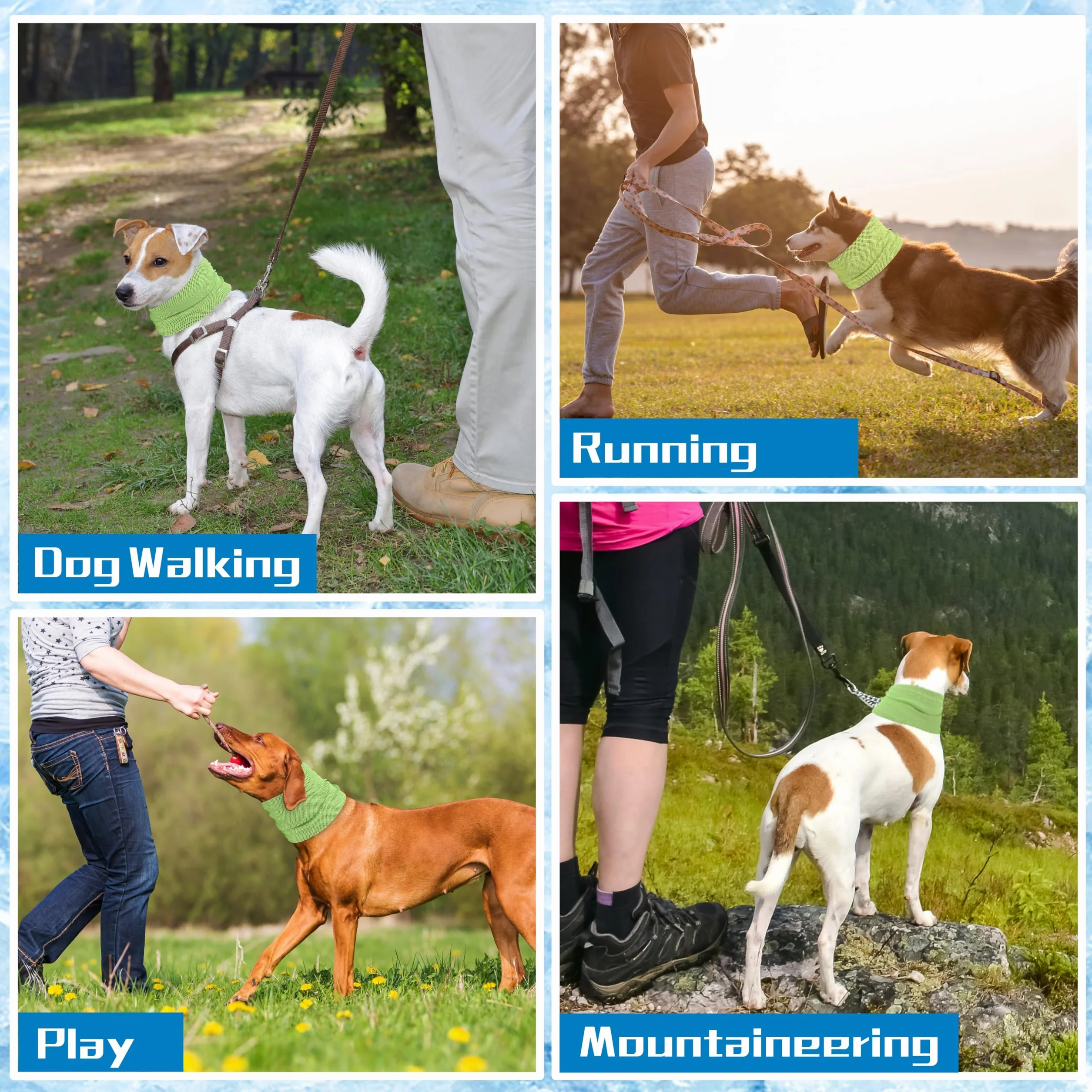 Cooling Bandana for Dogs, Collare Rinfrescante Cane, Sciarpa Raffreddamento Verde-S