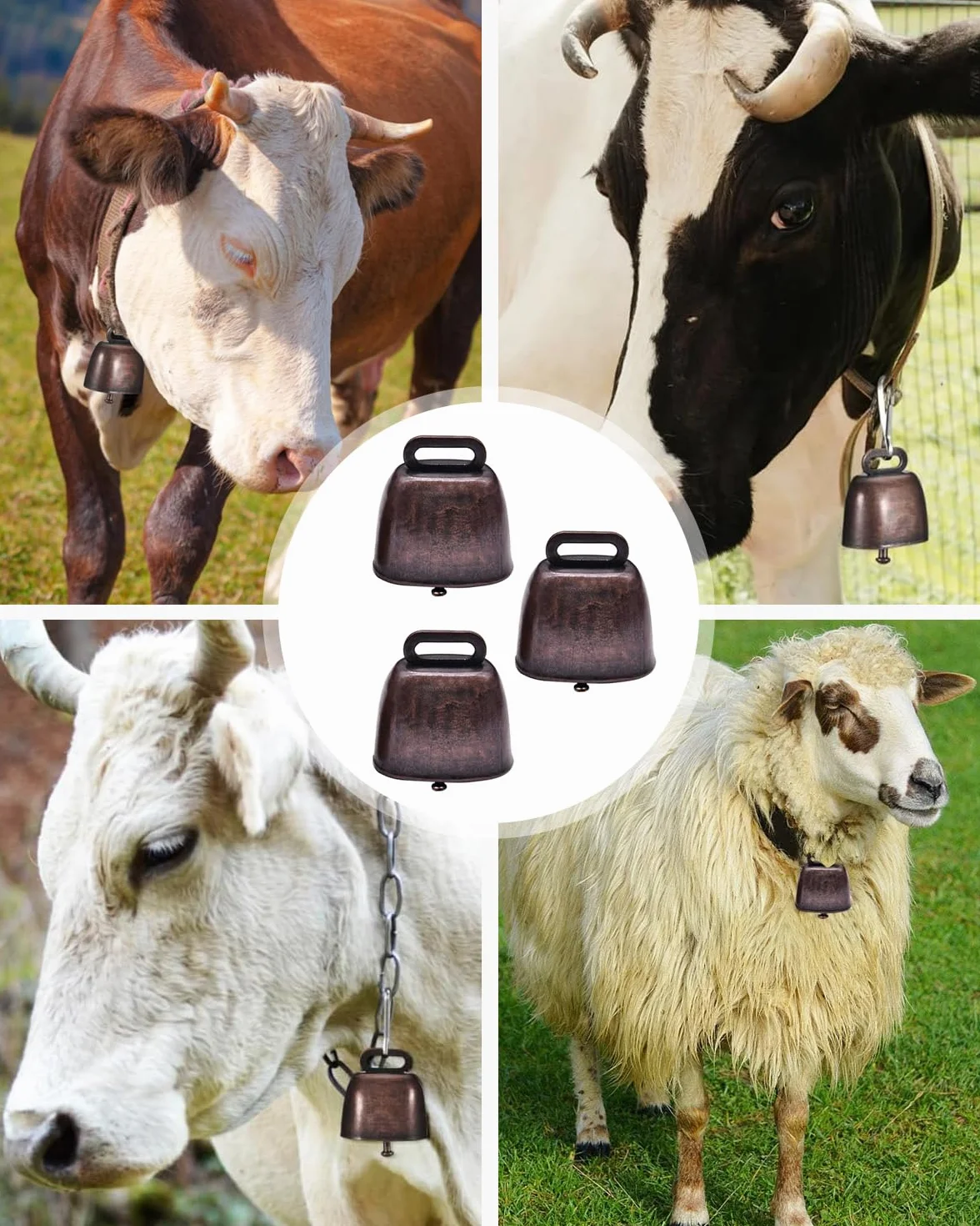 Campana in Metallo Antico, per Mucca, Cavallo, Pecora, Rame, Bronzo Rosso