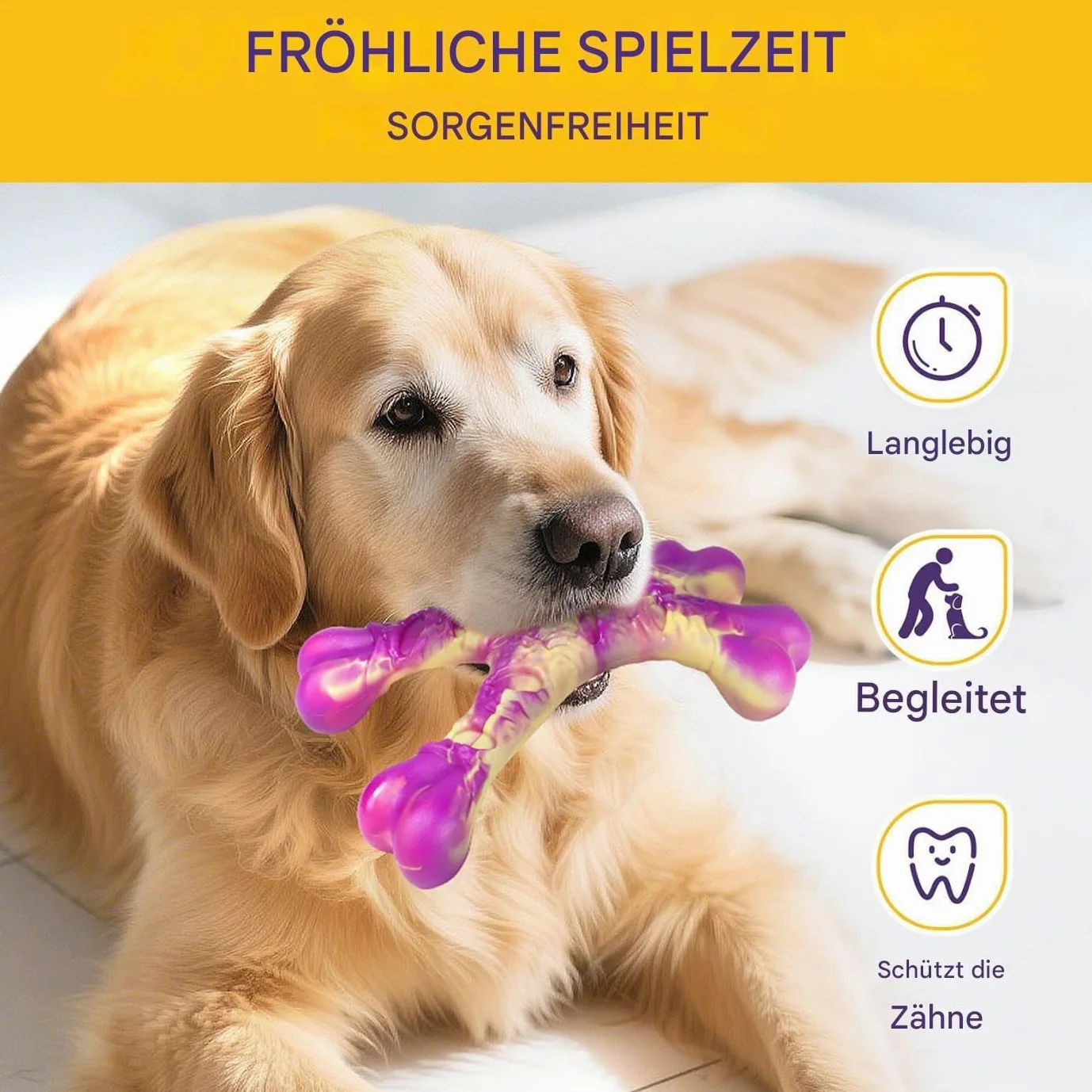 Set di 3 giocattoli interattivi da masticare per cani in nylon | Materiale privo di schegge per la pulizia dei denti; adatto per cuccioli di piccola e media taglia e tutte le razze; per