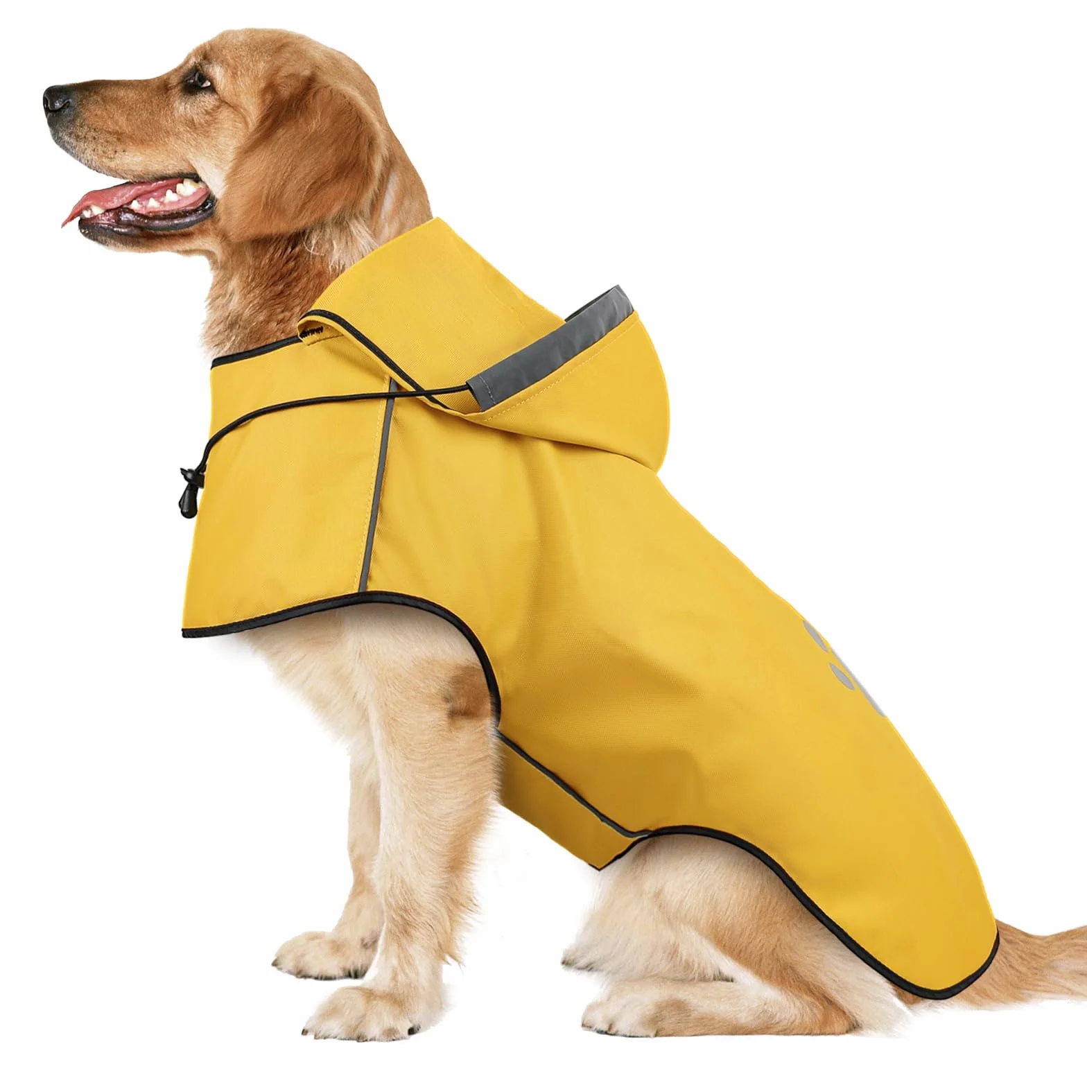 Impermeabile Cane Taglia Grande, Ultraleggero Cappotto impermeabile per cani, Antipioggia Cane con cappuccio e catarifrangenti per protezione dal freddo, pioggia e neve in inverno e in vacanza- XL