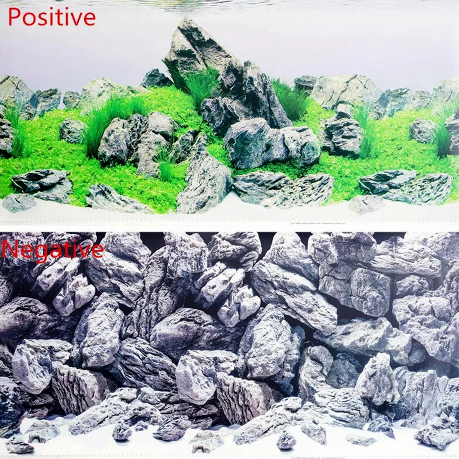 Sfondo Acquario 60 100 150 CM Alta Double Sided Acquario Sfondo Poster Rock Fish Tank Decorativo da Parete Immagine Decor Lucido per la Decorazione(Green,150 x 60 cm)