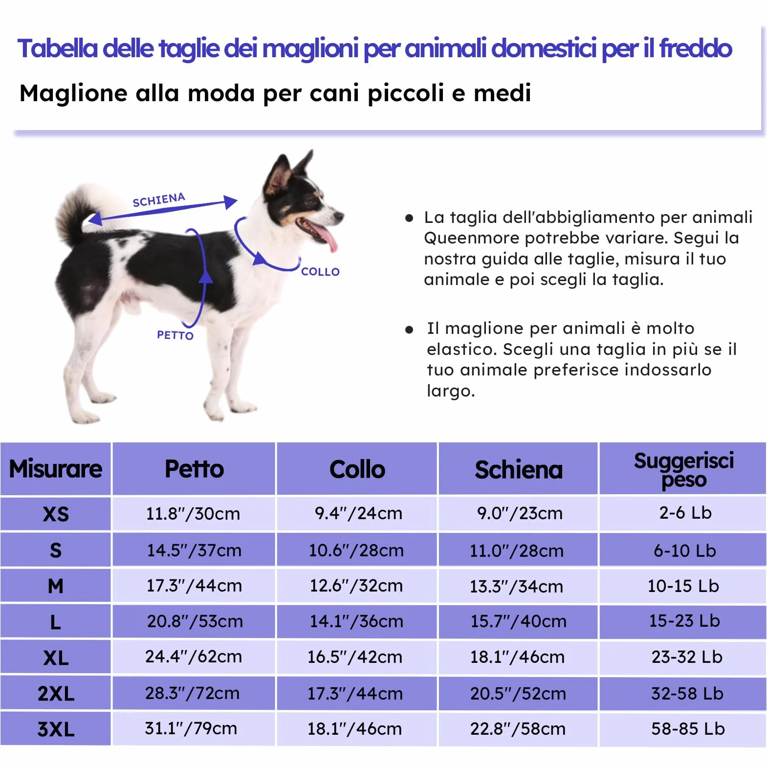 Queenmore Maglione Per Cani Taglia Media Blu M Felpa A Collo Alto Caldo Elastico