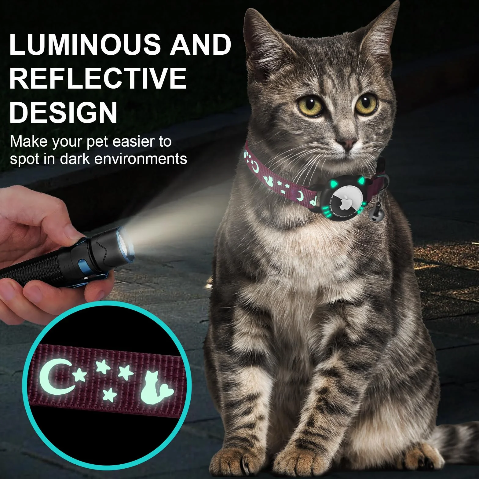 Collare per Gatto per Airtag Compatibile con Apple Air Tag con Fibbia di Sicurezza Riflettente per Gattino