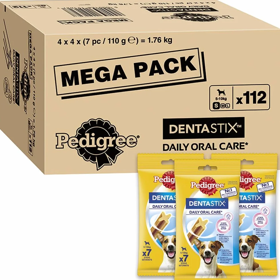 Pedigree Dentastix, Bastoncini per l’igiene Dentale Quotidiana del Cane (Etichetta in Lingua Italiana Non Garantita)