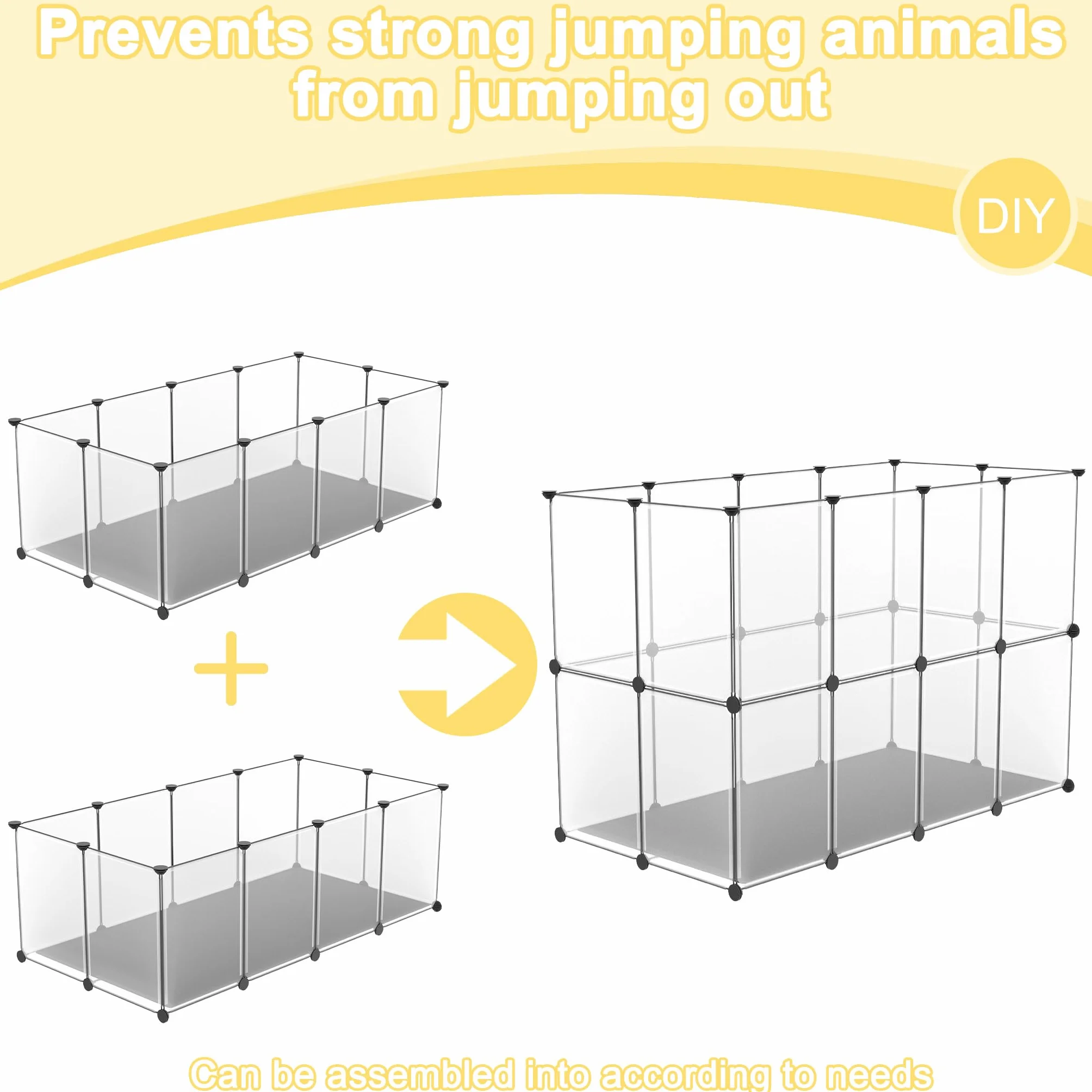 ACXIN Recinto per animali domestici 12 pezzi con piastre di fondo, comoda base, 143×73×46 cm – ideale come scatola per cani, gatti, conigli, porcellini d'india, recinto per animali, recinto per
