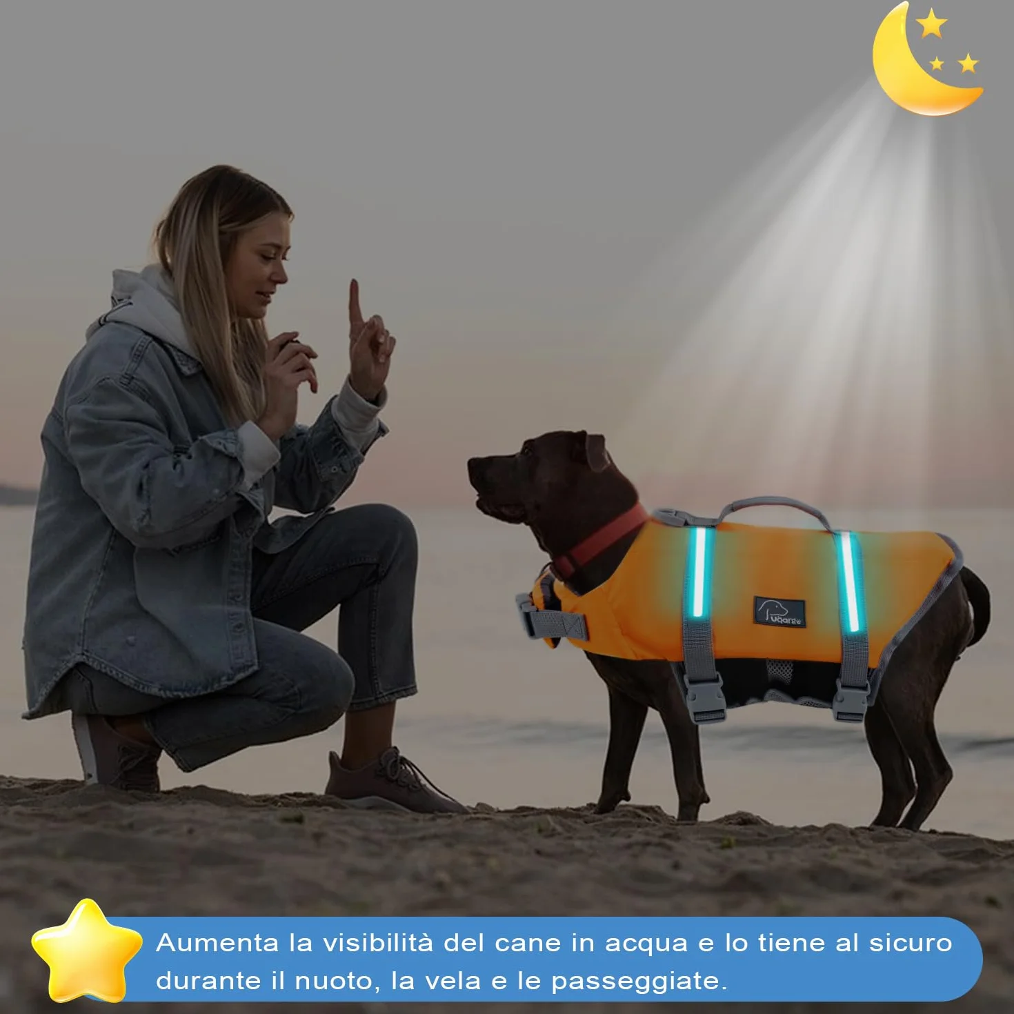Voarge Giubbotto di salvataggio per cani regolabile con maniglia per nuoto e salvataggio M XXL
