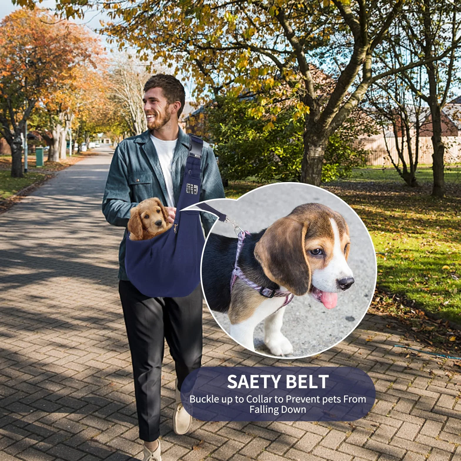 Borsa a Tracolla Porta Animali Domestici per Cani e Gatti con Tasca e Cintura di Sicurezza