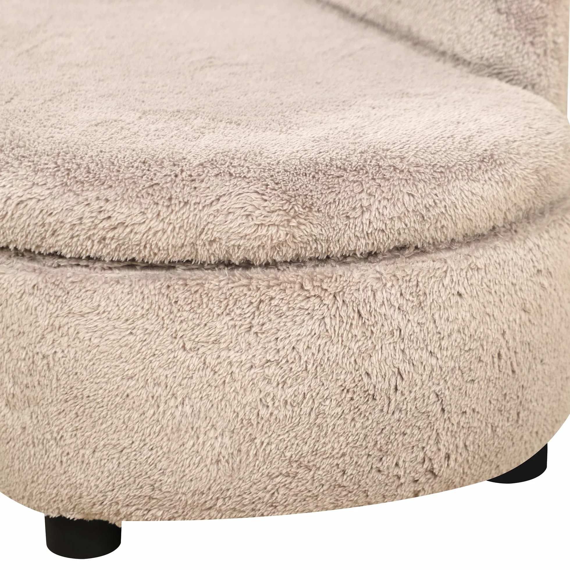 PawHut Divano per Cani Rialzato con Spazio Portaoggetti a Scomparsa, Divano Imbottito in Legno e Tessuto Vellutato, 80x40x46 cm, Beige