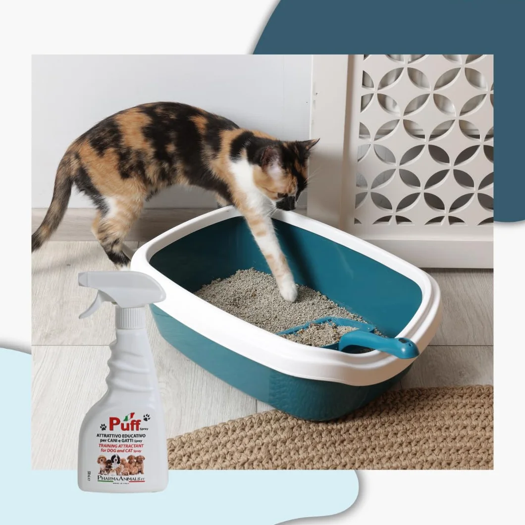 Puff Spray Attrattivo Naturale per Addestramento Cani e Gatti 100% Eco-Friendly | Facile Uso per Lettiera e Area Bisogni - 500 ml, Made in Italy