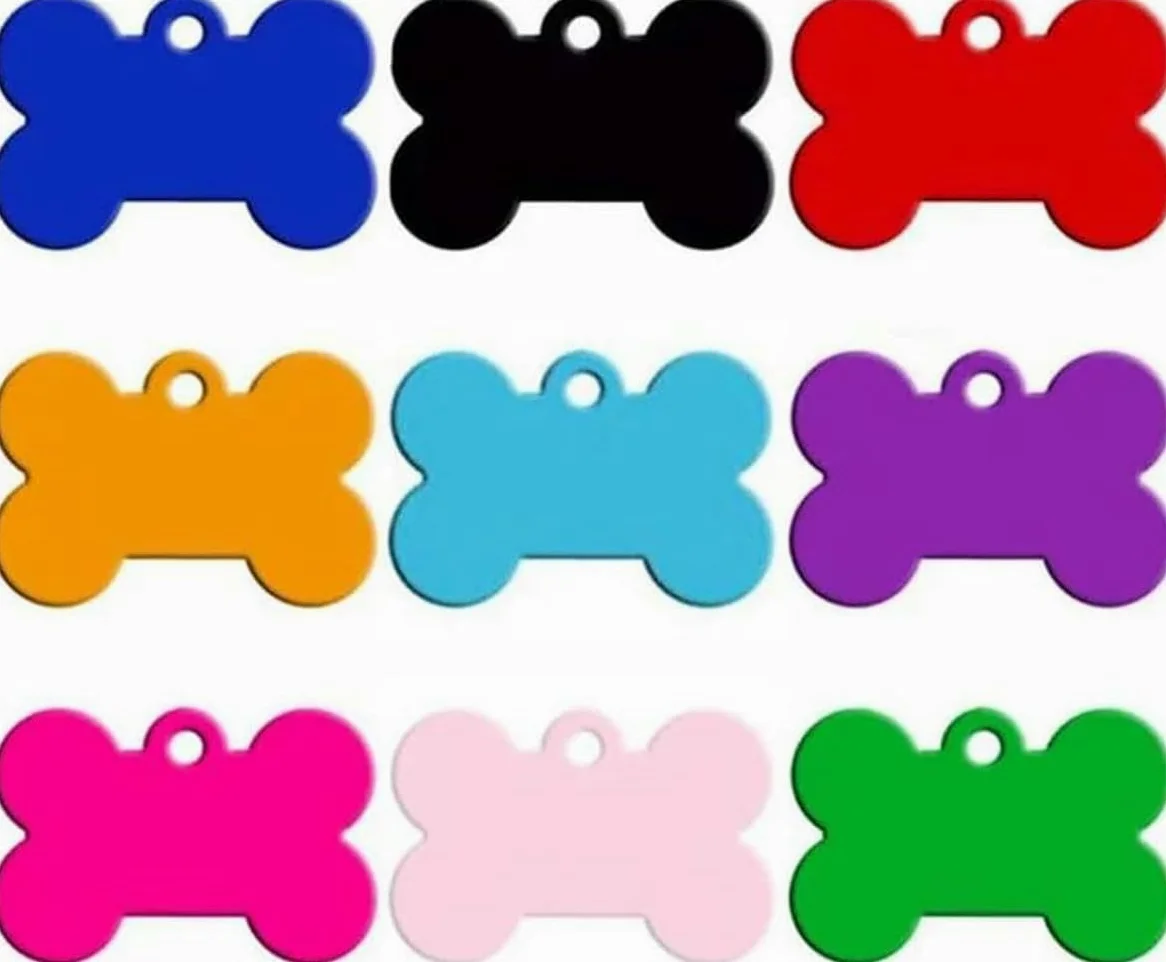 Targhetta identificativa per animali domestici, 100 targhette per animali in alluminio incise personalizzate, targhette per animali vuote, targhette identificative per animali domestici, osso, gatto,