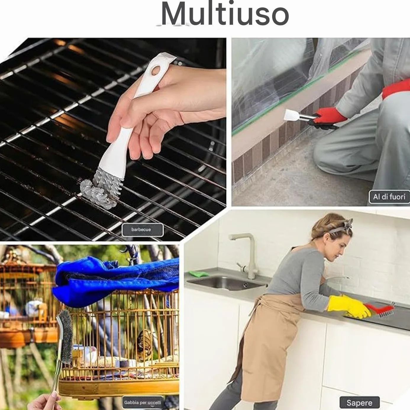 Accessori Pulizia Gabbie Uccelli - Raschietto Escrementi Kit Completo Spazzola Voliera