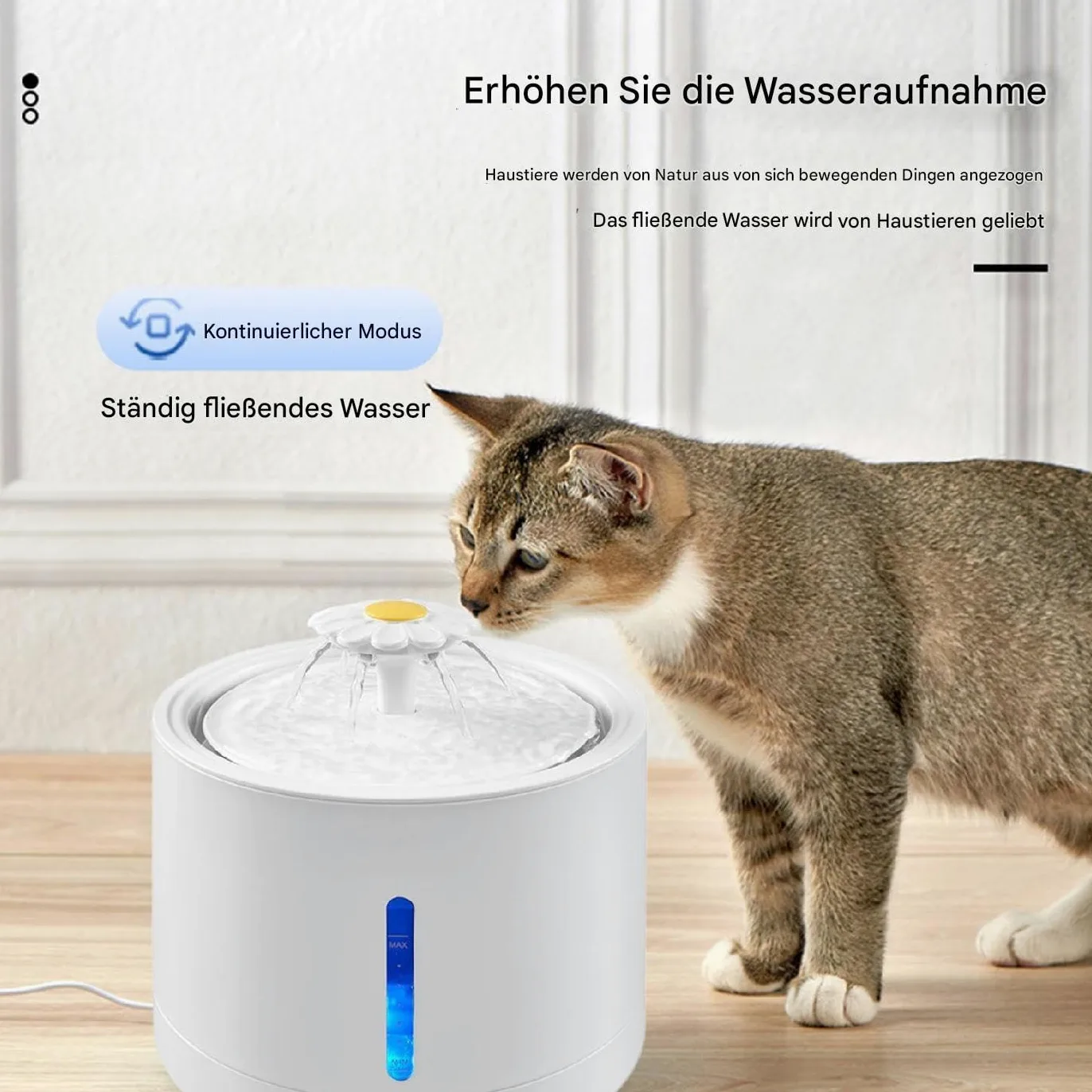 per gatti con dispenser d'acqua, ricaricabile, con automatica | 2 litri per abbeveratoio per gatti, ciotola per cani, gattini, fontana automatica per gatti e