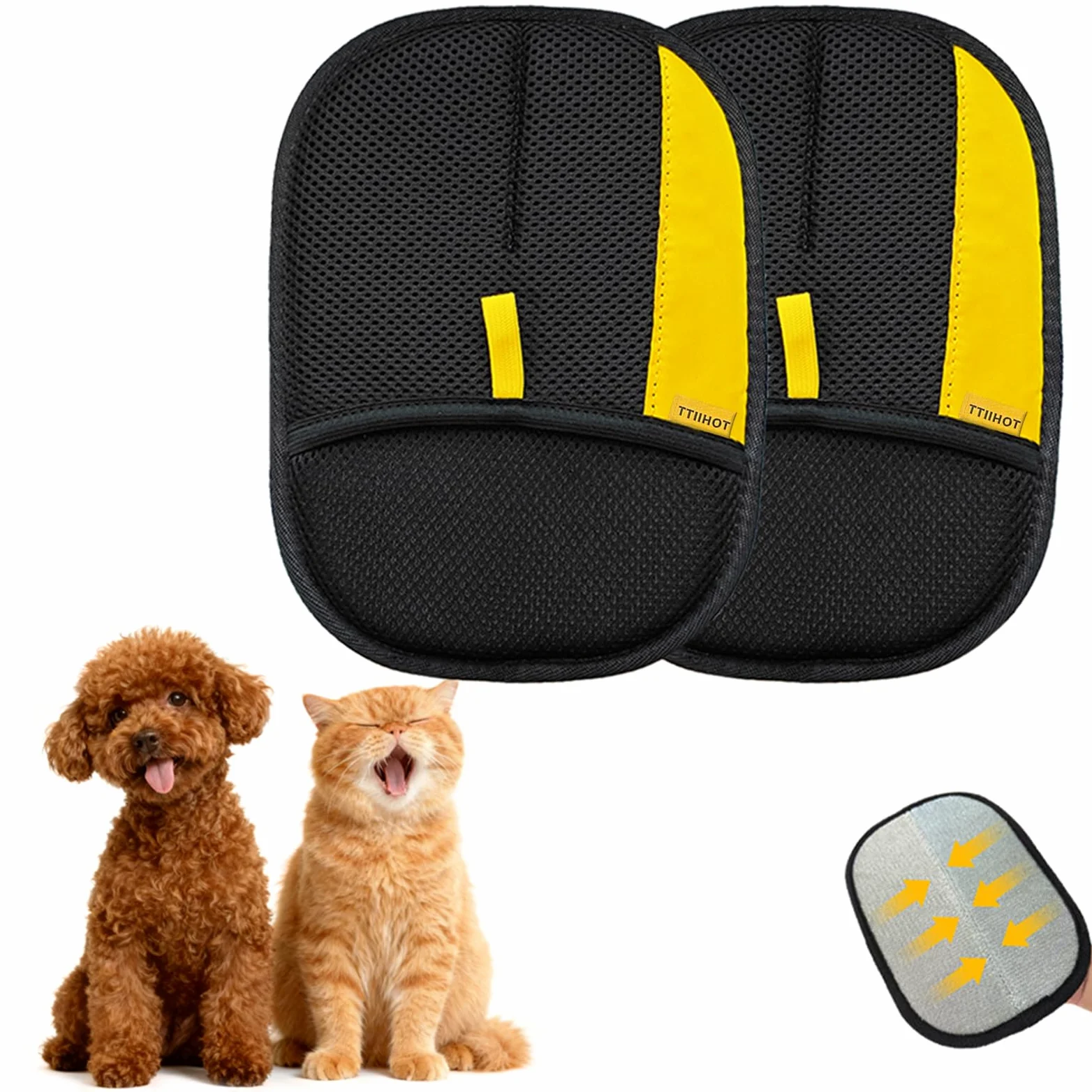 Guanti elettrostatici per la rimozione dei peli di animali domestici: 2 strumenti per la rimozione dei peli di animali domestici aggiornati per cani e gatti, efficienti, riutilizzabili, per