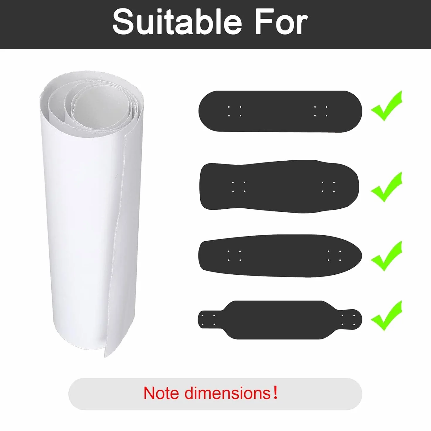 Fyearfly Nastro Antiscivolo Trasparente per Skateboard, Scooter e Longboard - Impermeabile