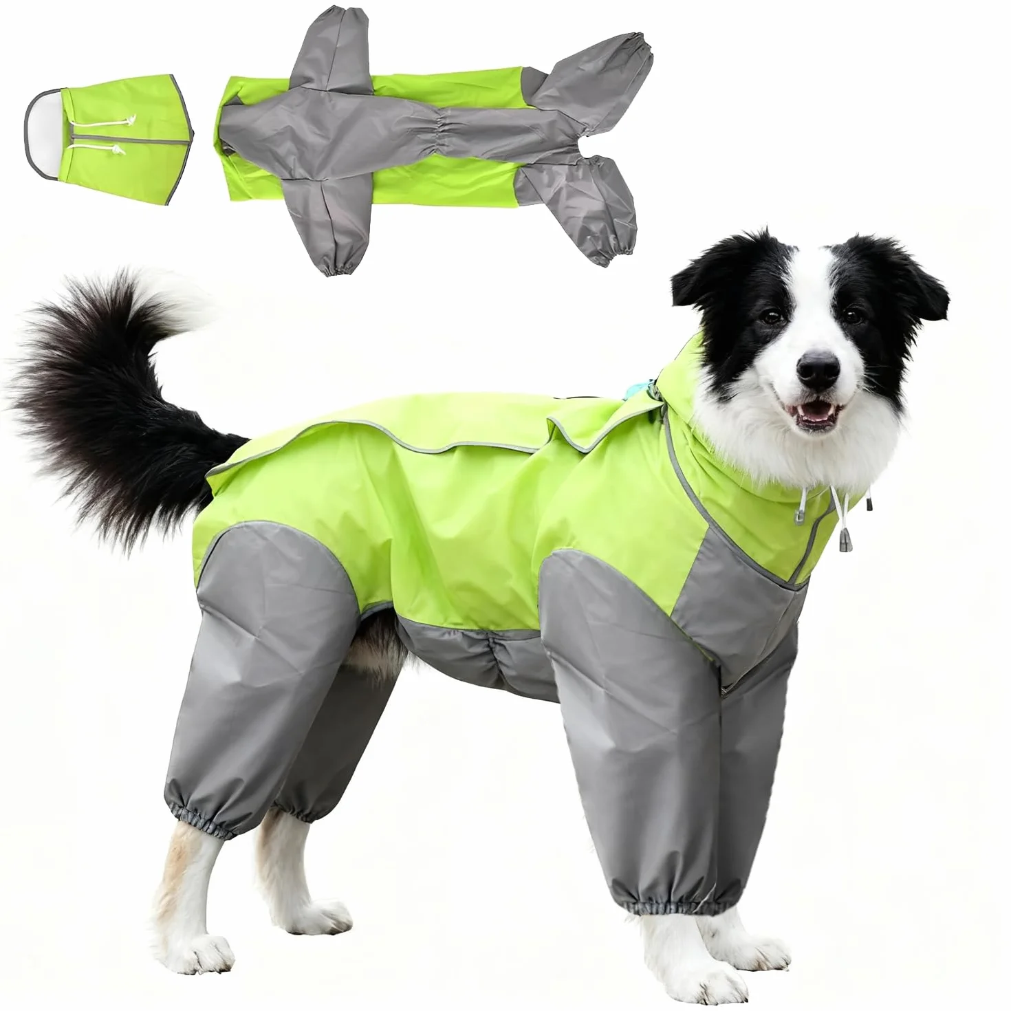 Cappotto Impermeabile per Cani con Cappuccio, regolabile Poncho impermeabile per cani giacca antipioggia leggera per animali ad asciugatura rapida per Cane Taglia Media/Grande 26, Verde
